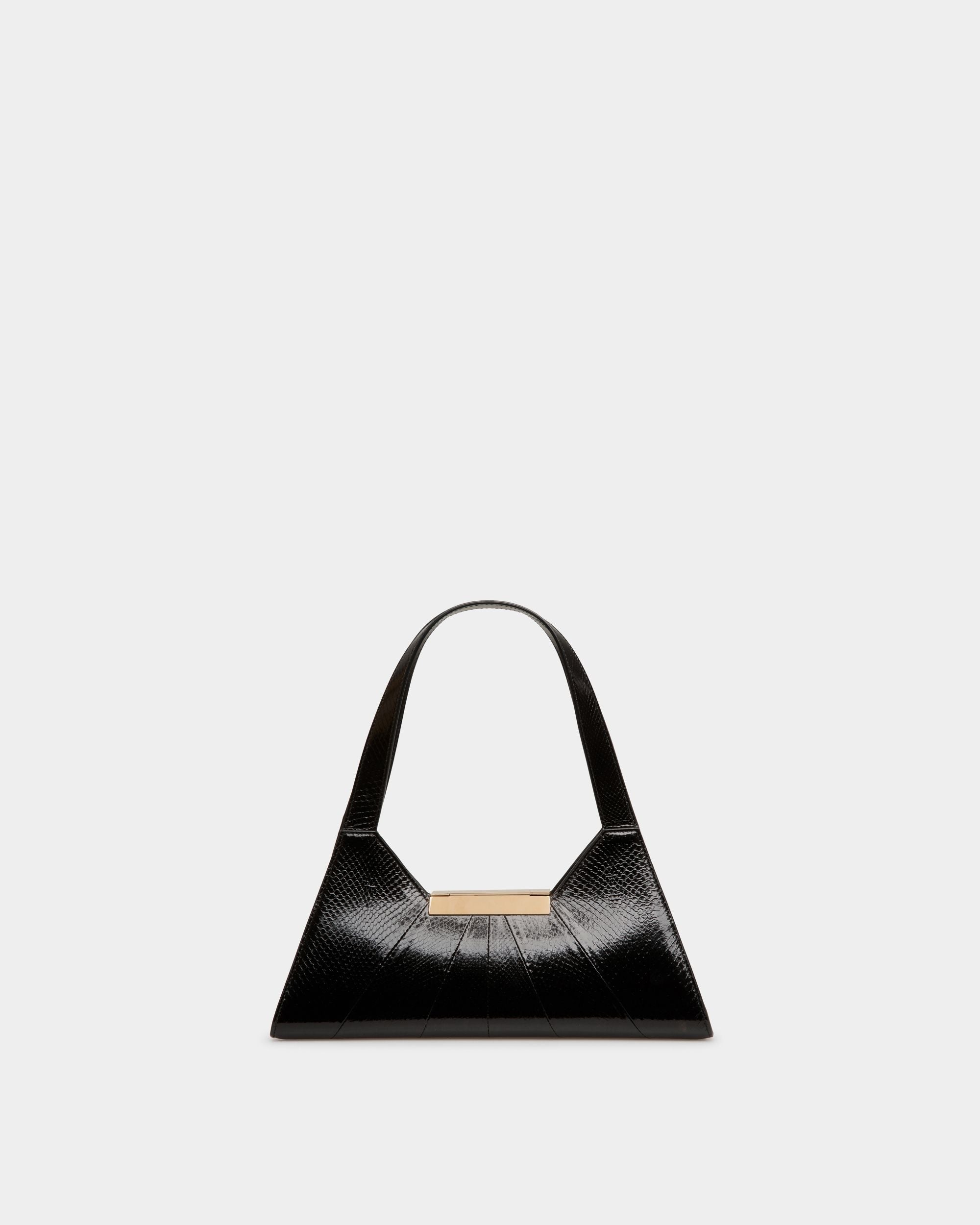 Tilt Shoulder Bag In Black Snakeskin Leather - Women's - Bally - 02