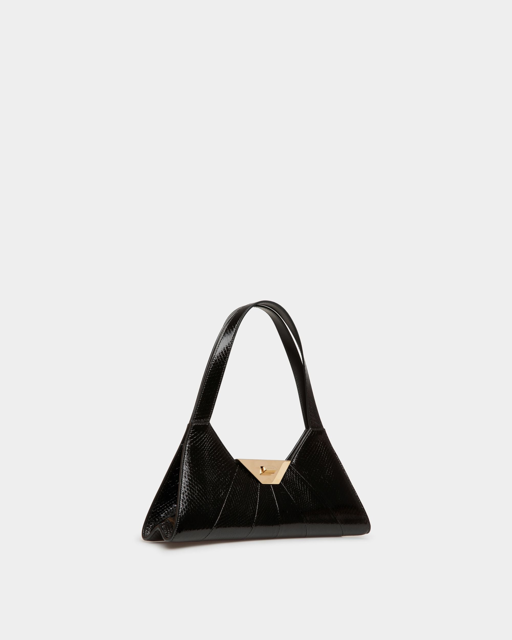 Tilt Shoulder Bag In Black Snakeskin Leather - Women's - Bally - 03
