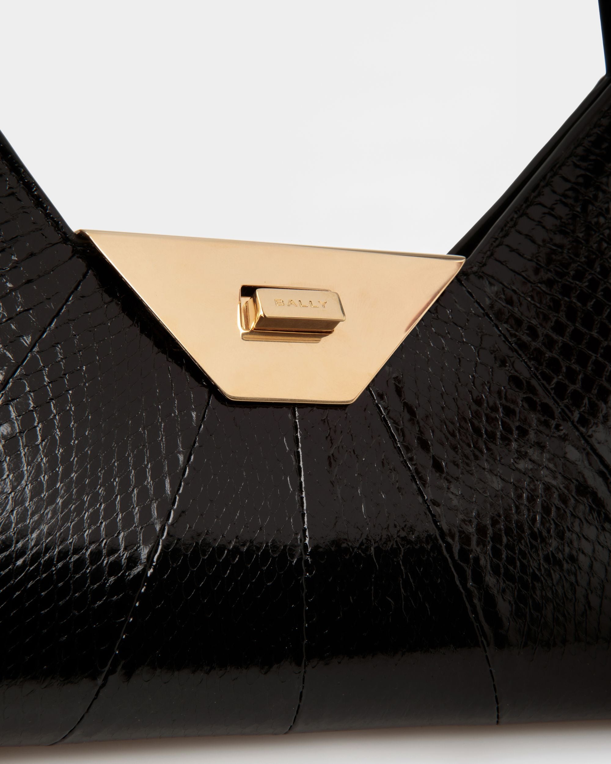 Tilt Shoulder Bag In Black Snakeskin Leather - Women's - Bally - 05