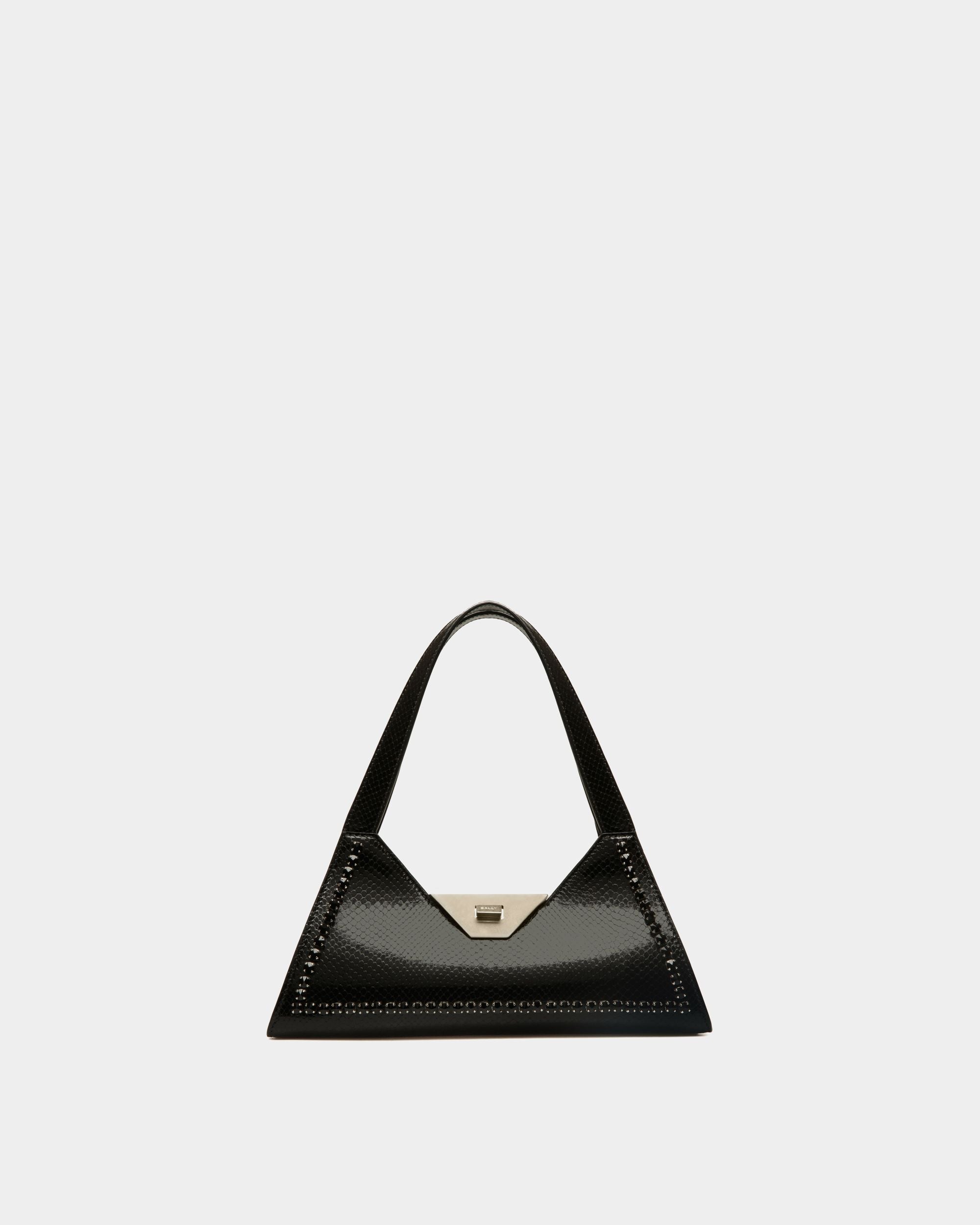 Tilt Small Shoulder Bag in Black Python Printed Leather - Women's - Bally - 01