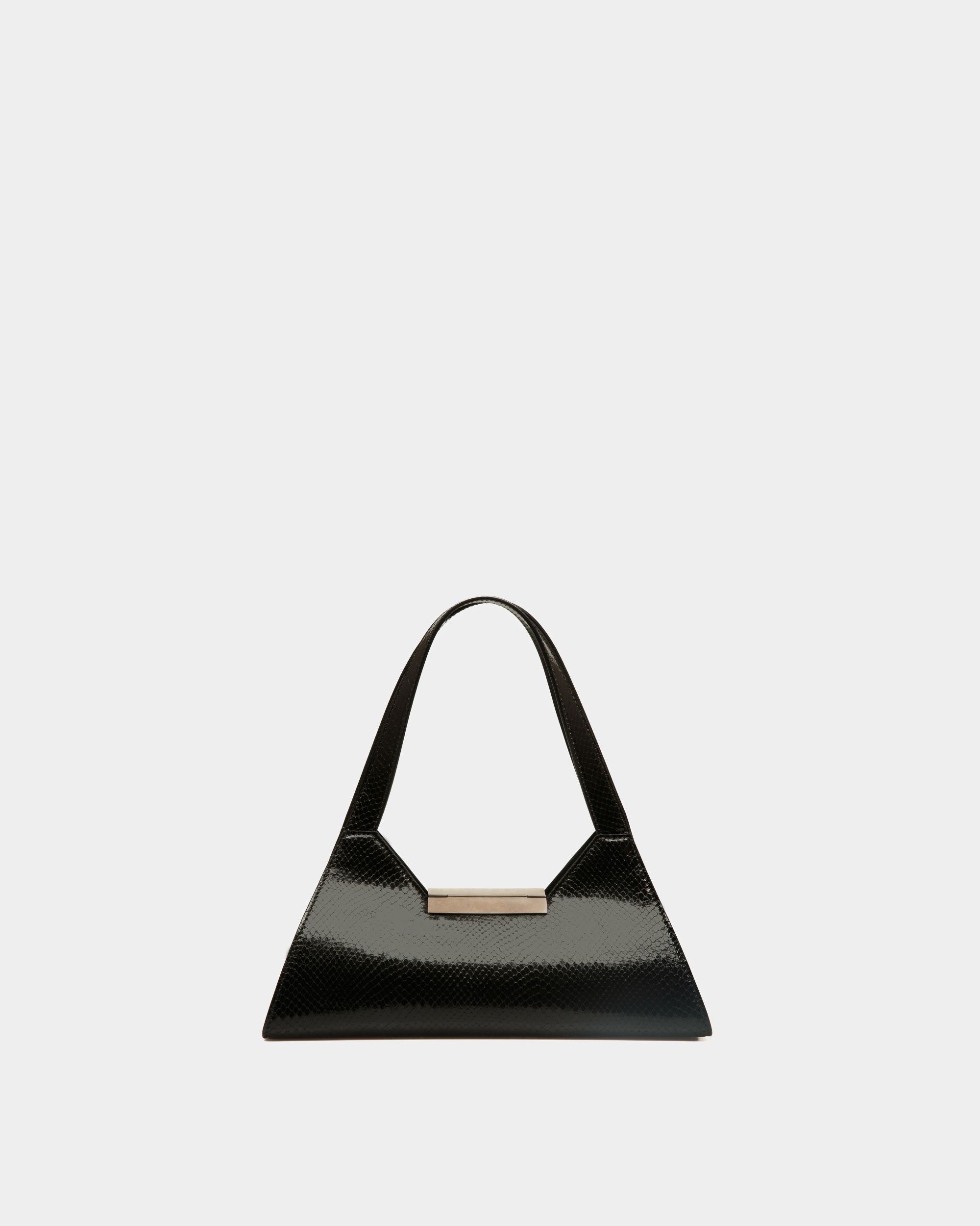Tilt Small Shoulder Bag in Black Python Printed Leather - Women's - Bally - 02