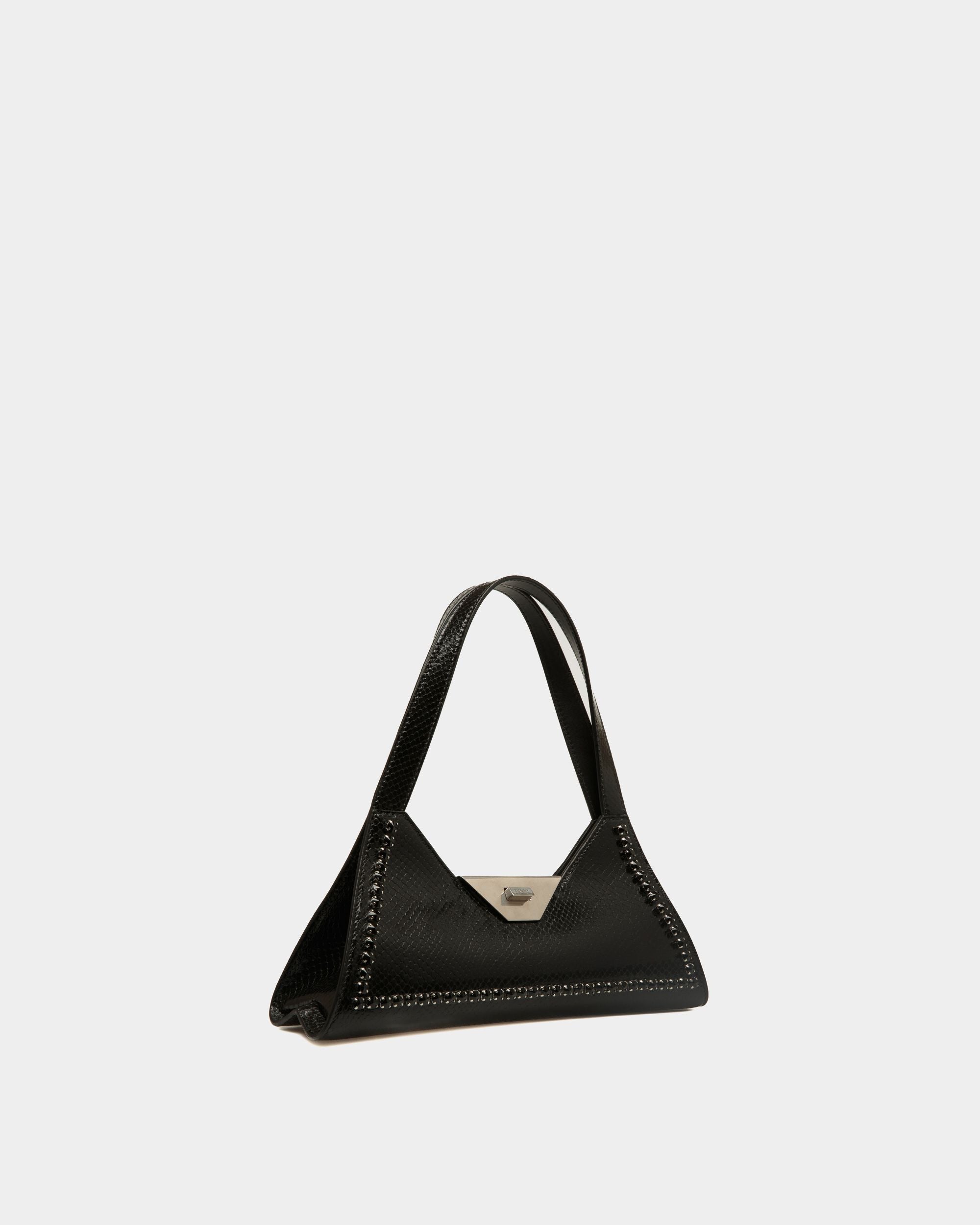 Tilt Small Shoulder Bag in Black Python Printed Leather - Women's - Bally - 03