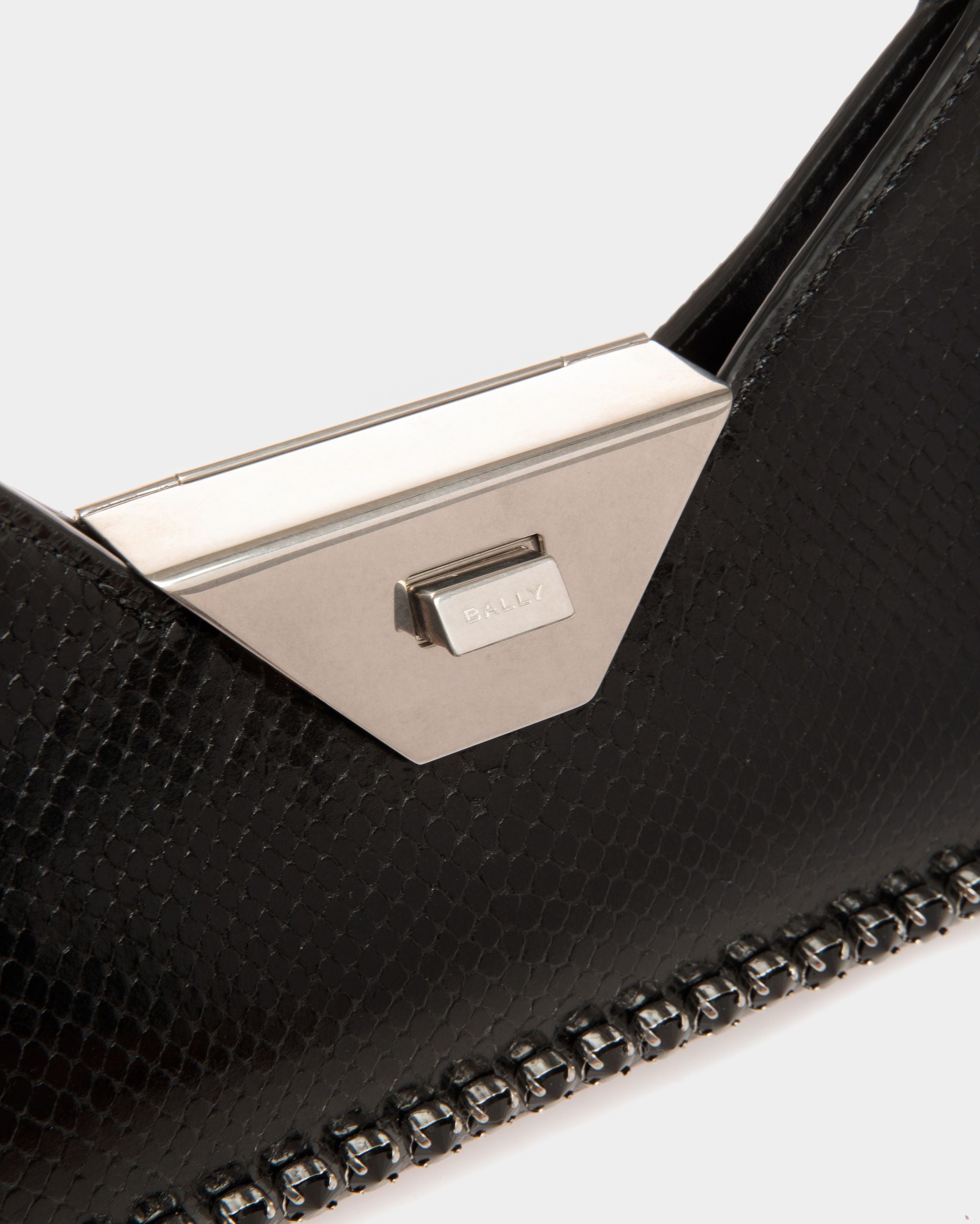 Tilt Small Shoulder Bag in Black Python Printed Leather - Women's - Bally - 05