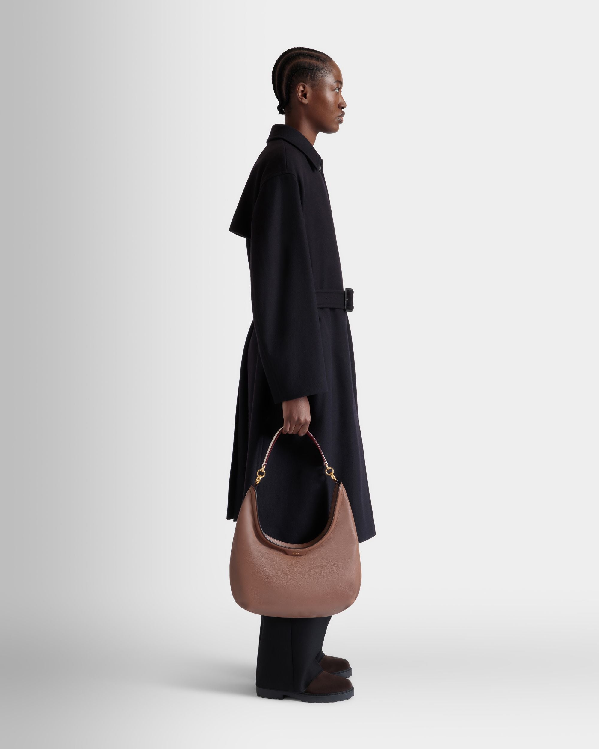 Code Hobo Bag In Brown Leather - Women's - Bally - 02
