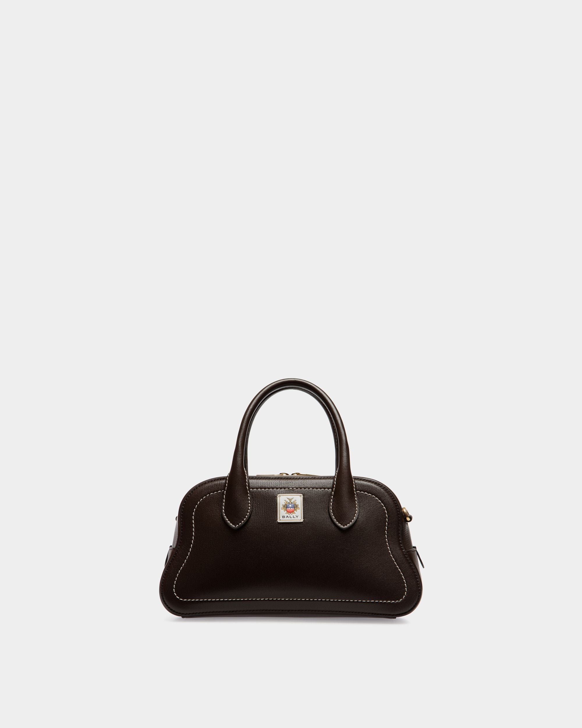 Unda Top Handle Bag in Ebano Grained Leather - Women's - Bally - 01