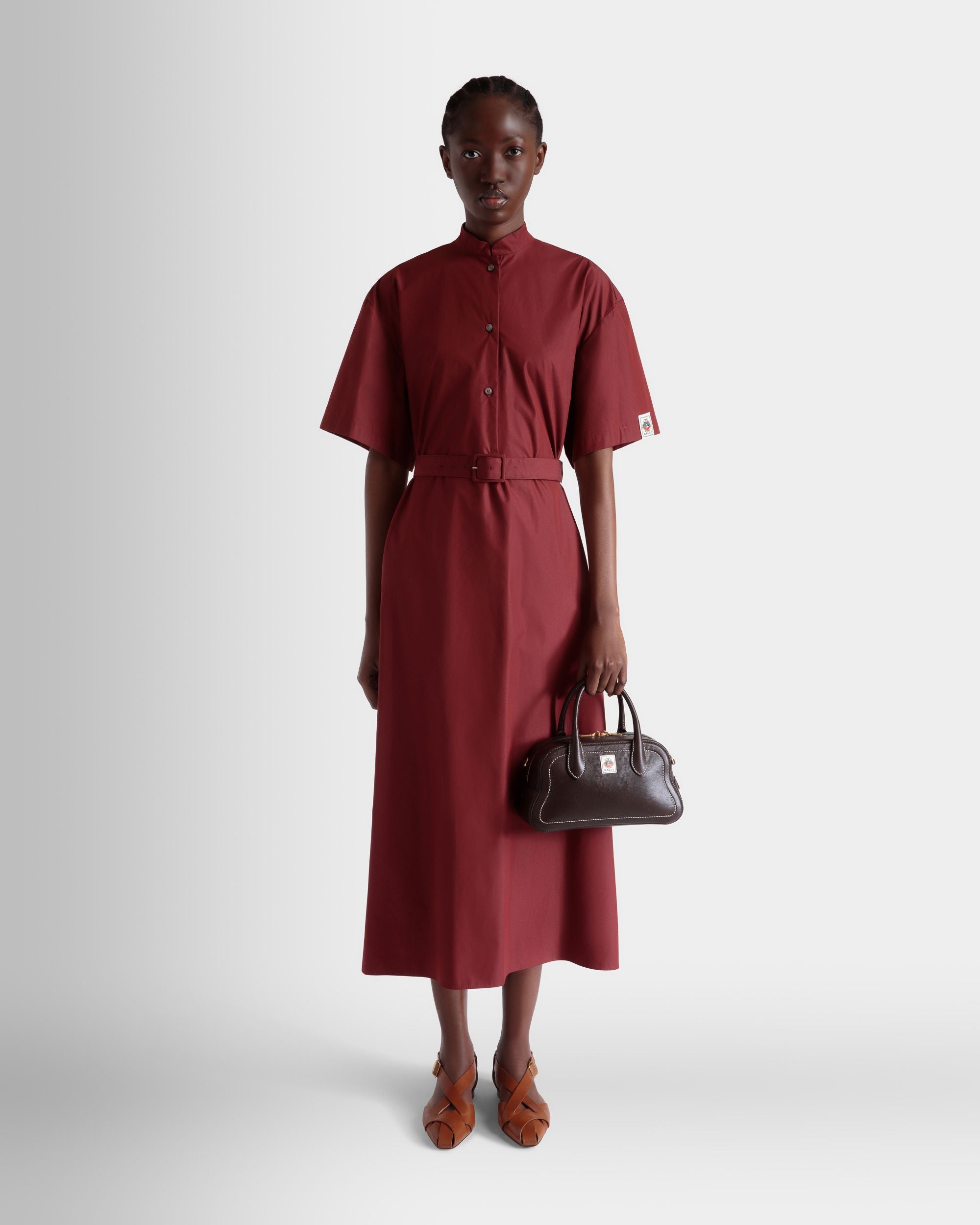 Unda Top Handle Bag in Ebano Grained Leather - Women's - Bally - 02