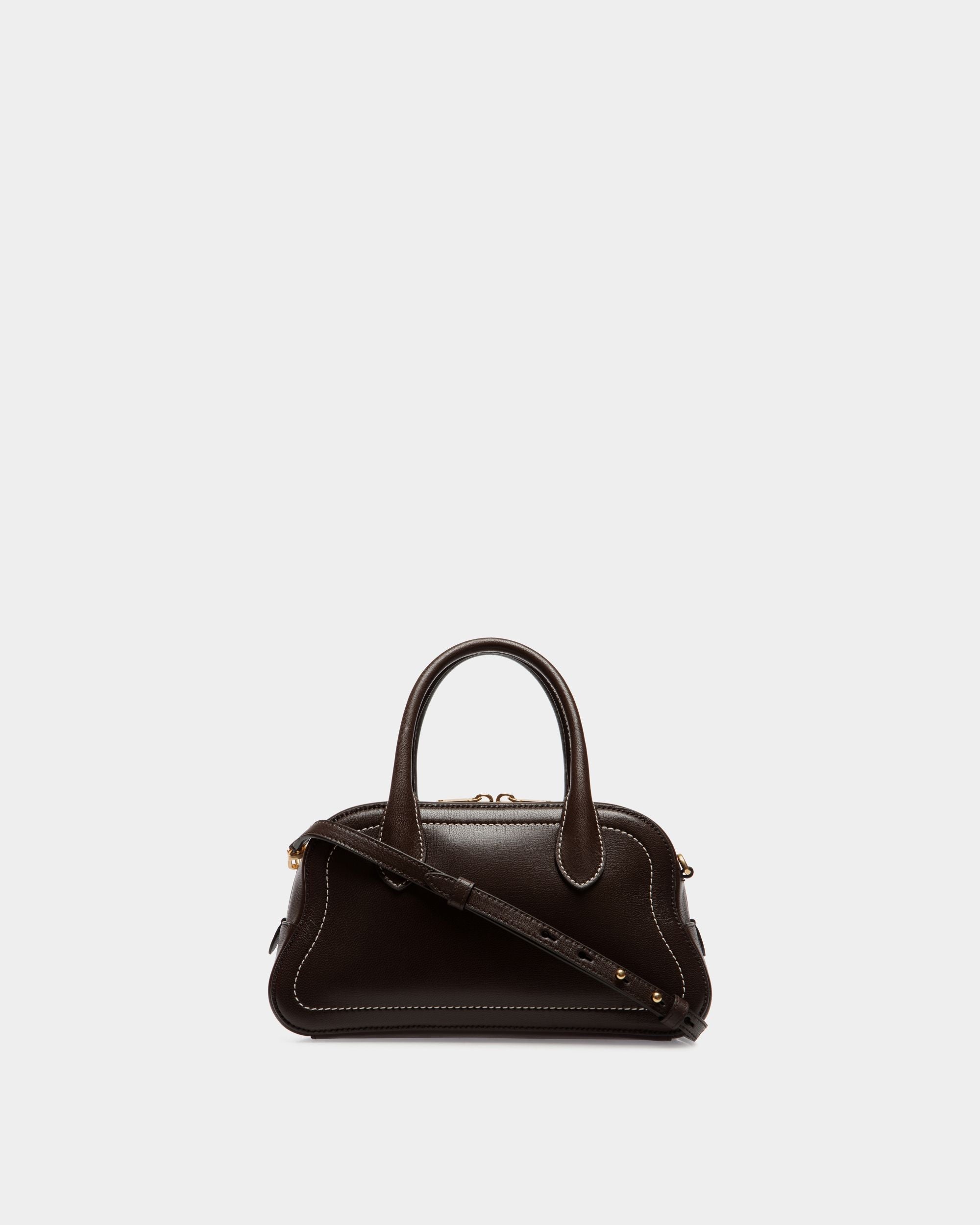 Unda Top Handle Bag in Ebano Grained Leather - Women's - Bally - 03