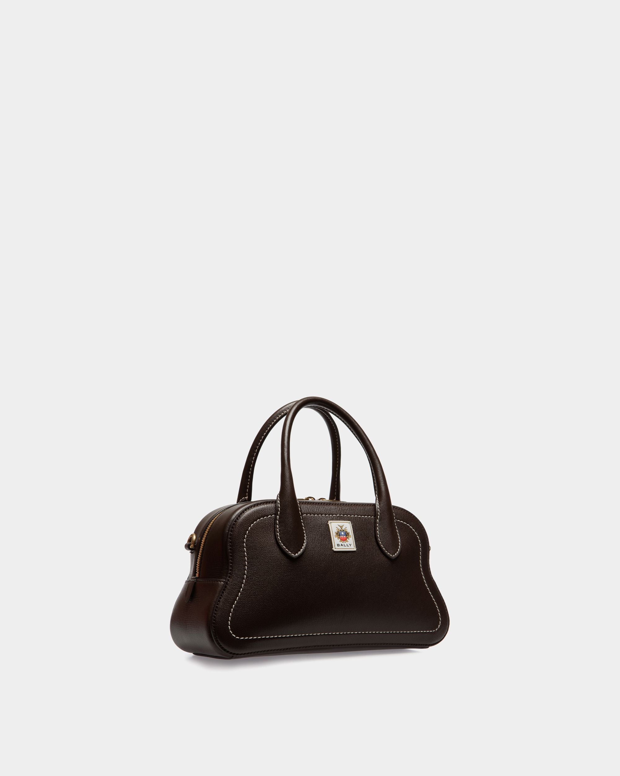 Unda Top Handle Bag in Ebano Grained Leather - Women's - Bally - 04