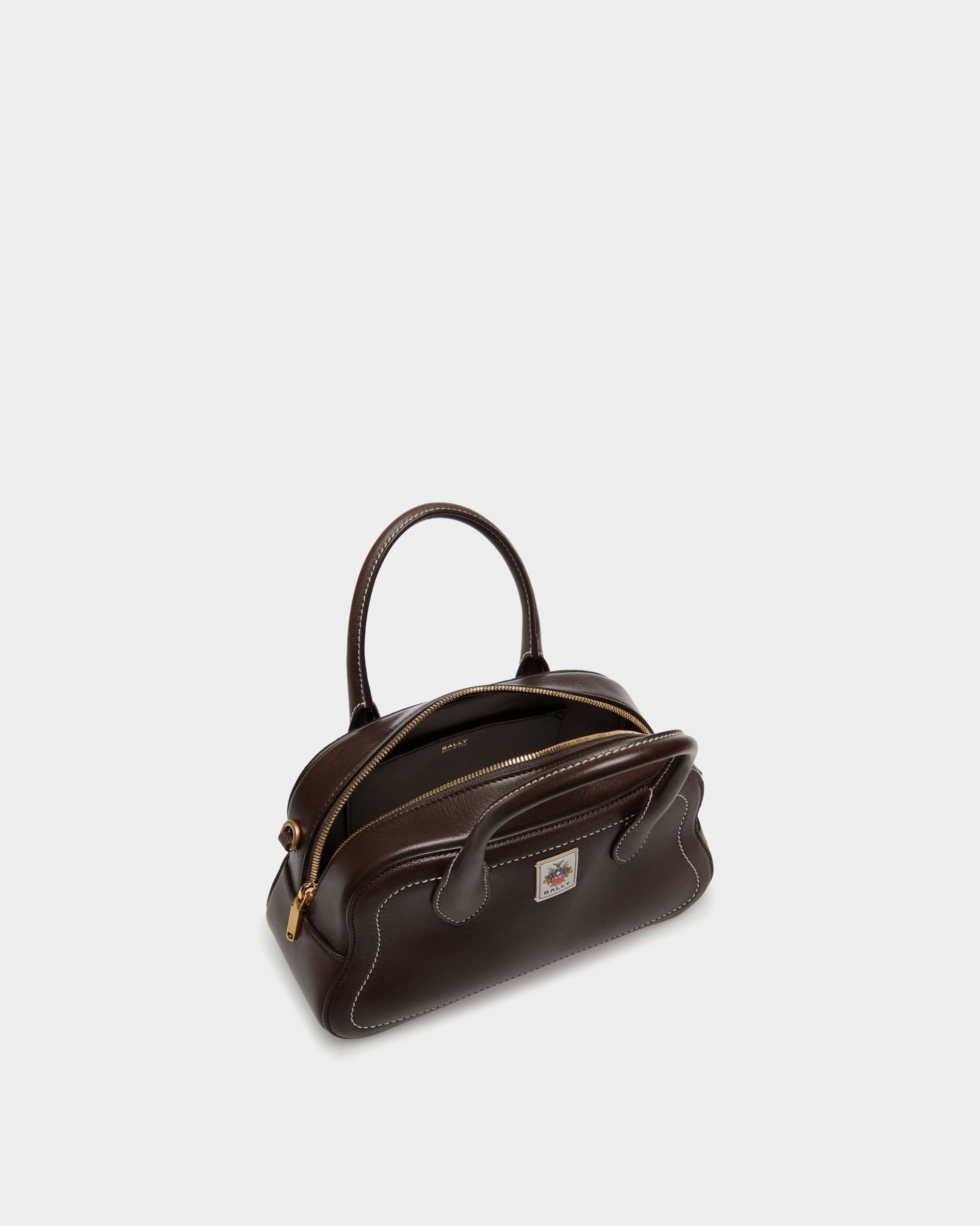 Unda Top Handle Bag in Ebano Grained Leather - Women's - Bally - 05
