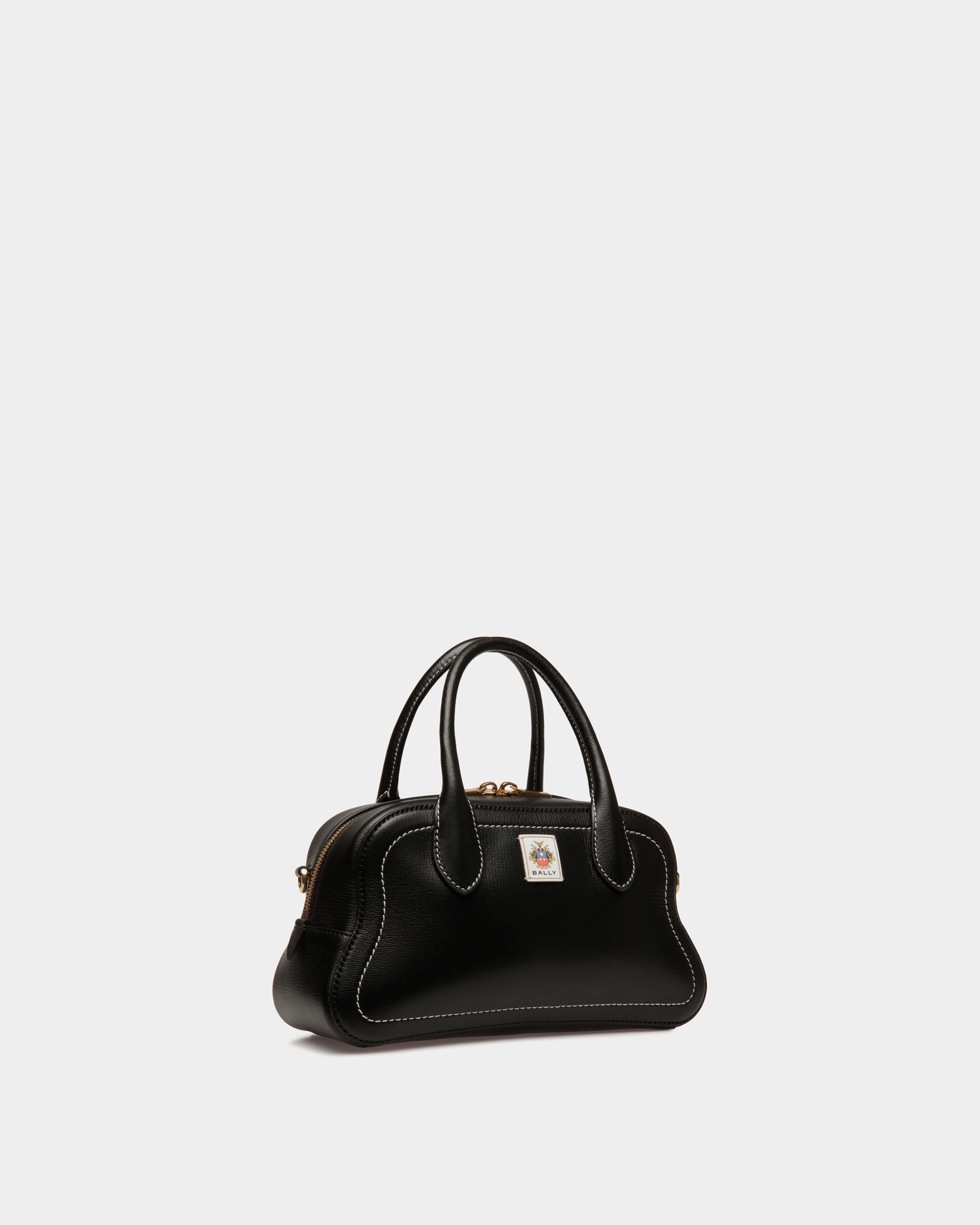 Bolso Con Asa Superior Unda De Piel Granulada Negra - Mujer - Bally - 04