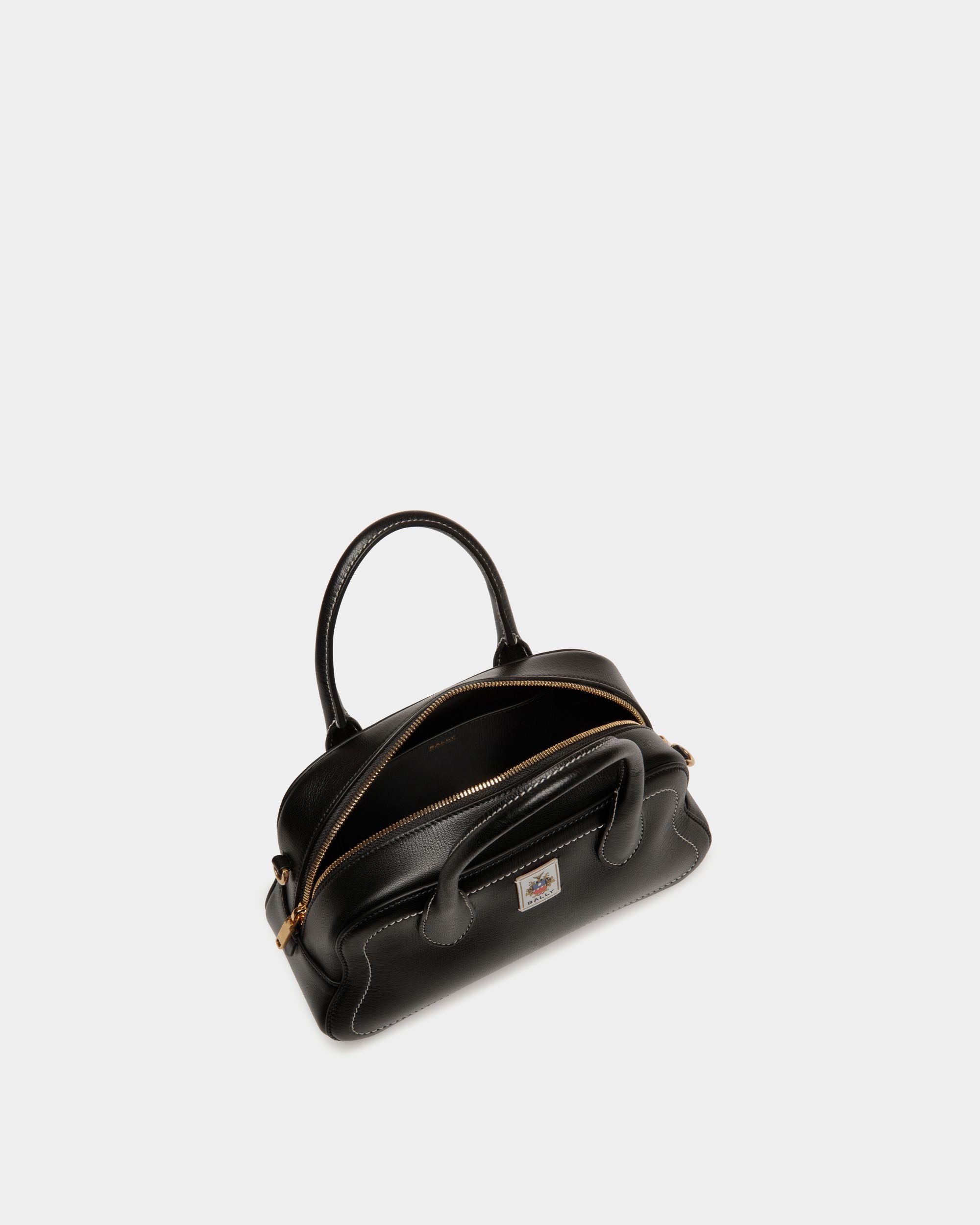 Bolso Con Asa Superior Unda De Piel Granulada Negra - Mujer - Bally - 05