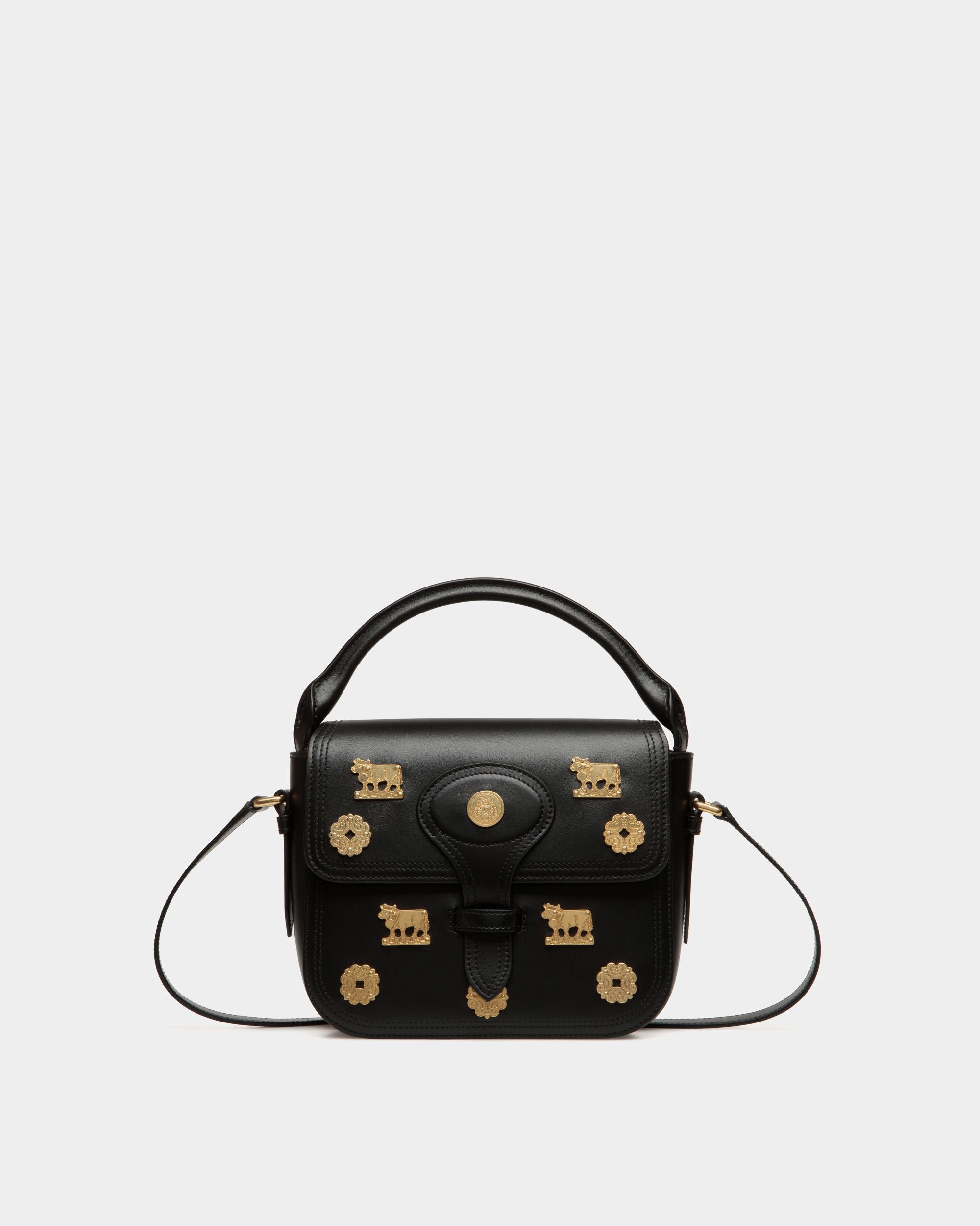 Minibolso Beckett De Piel Negra Con Tachuelas - Mujer - Bally - 01