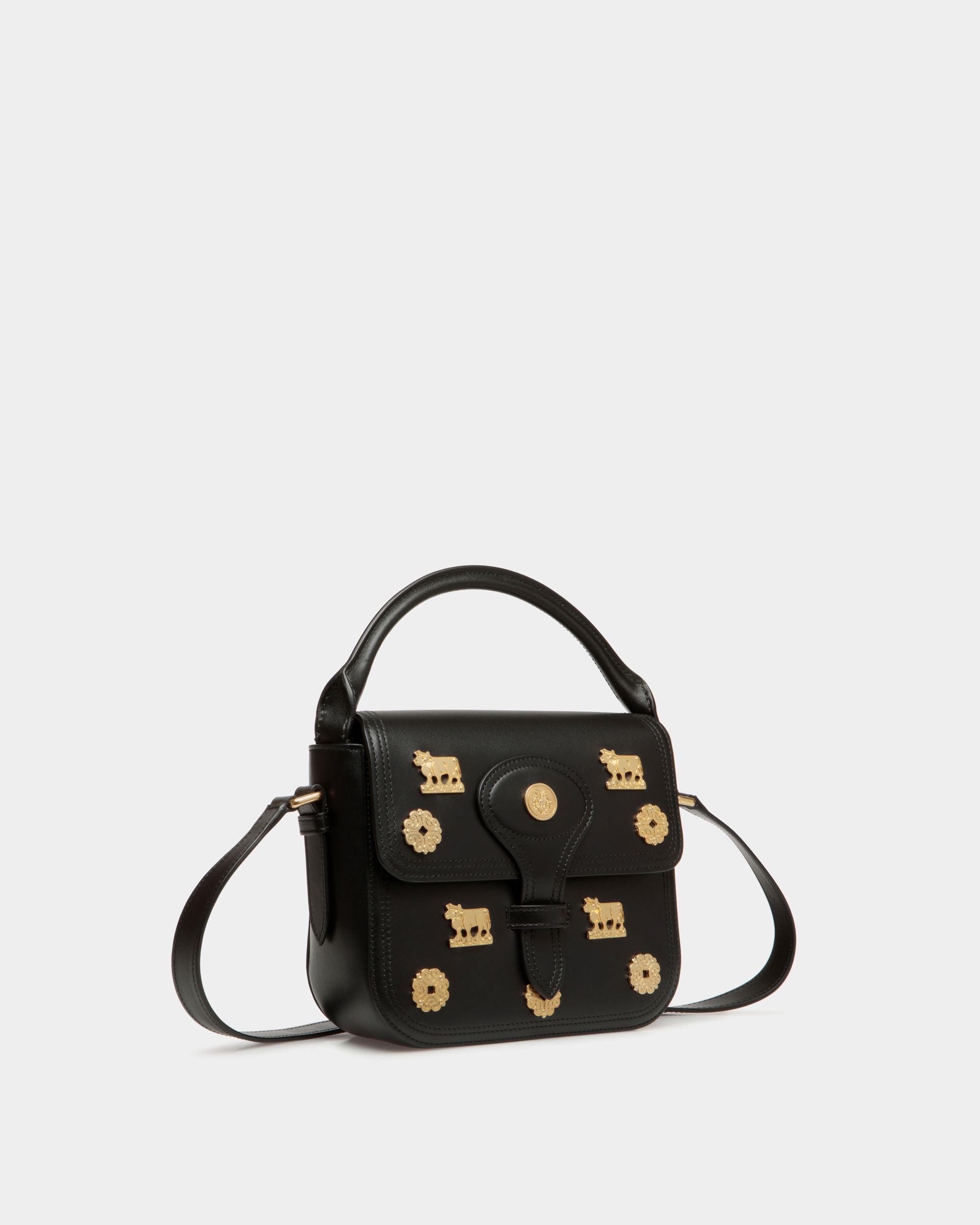 Minibolso Beckett De Piel Negra Con Tachuelas - Mujer - Bally - 04