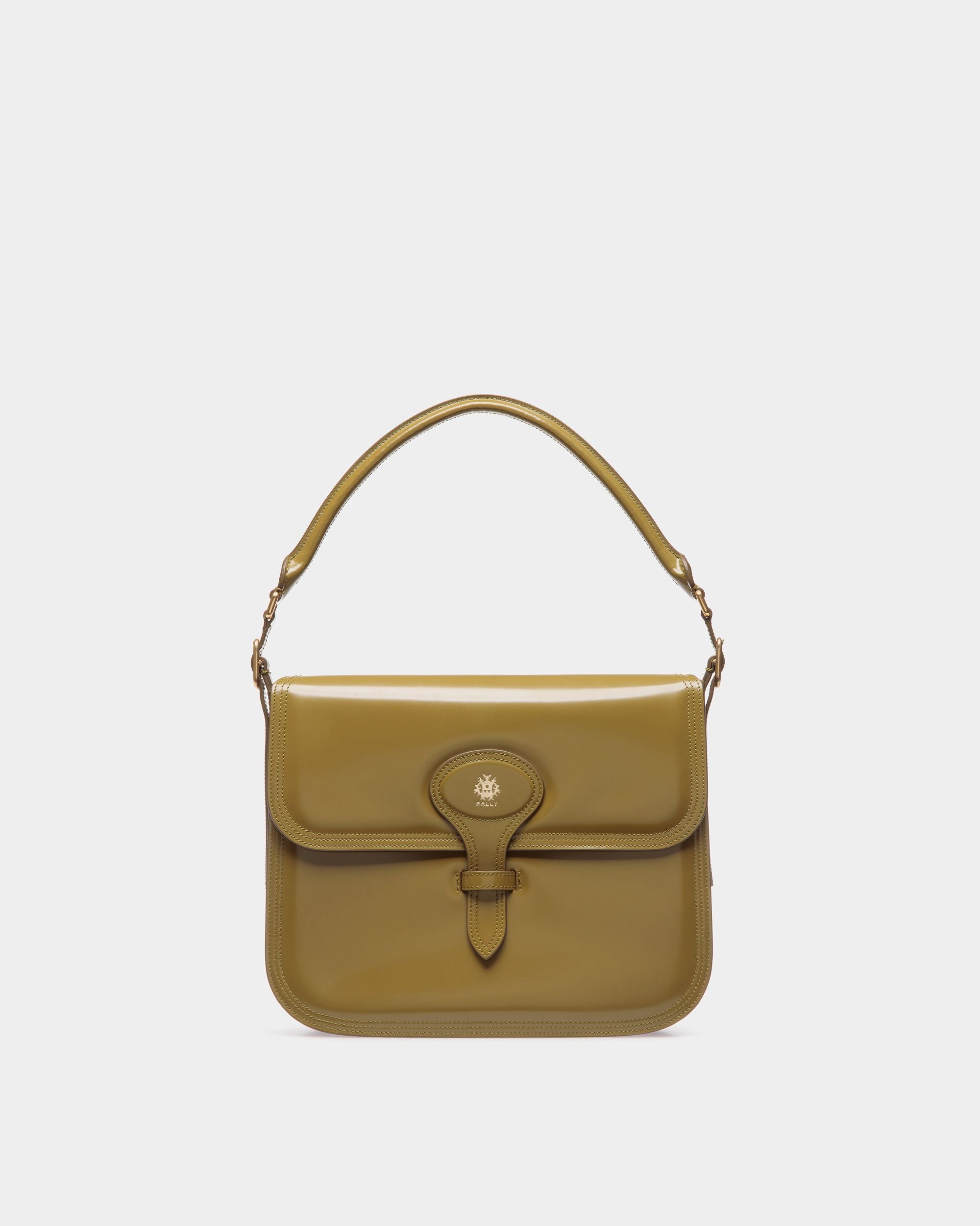 Bolso De Hombro Beckett De Piel Cepillada Olive Green - Mujer - Bally - 01