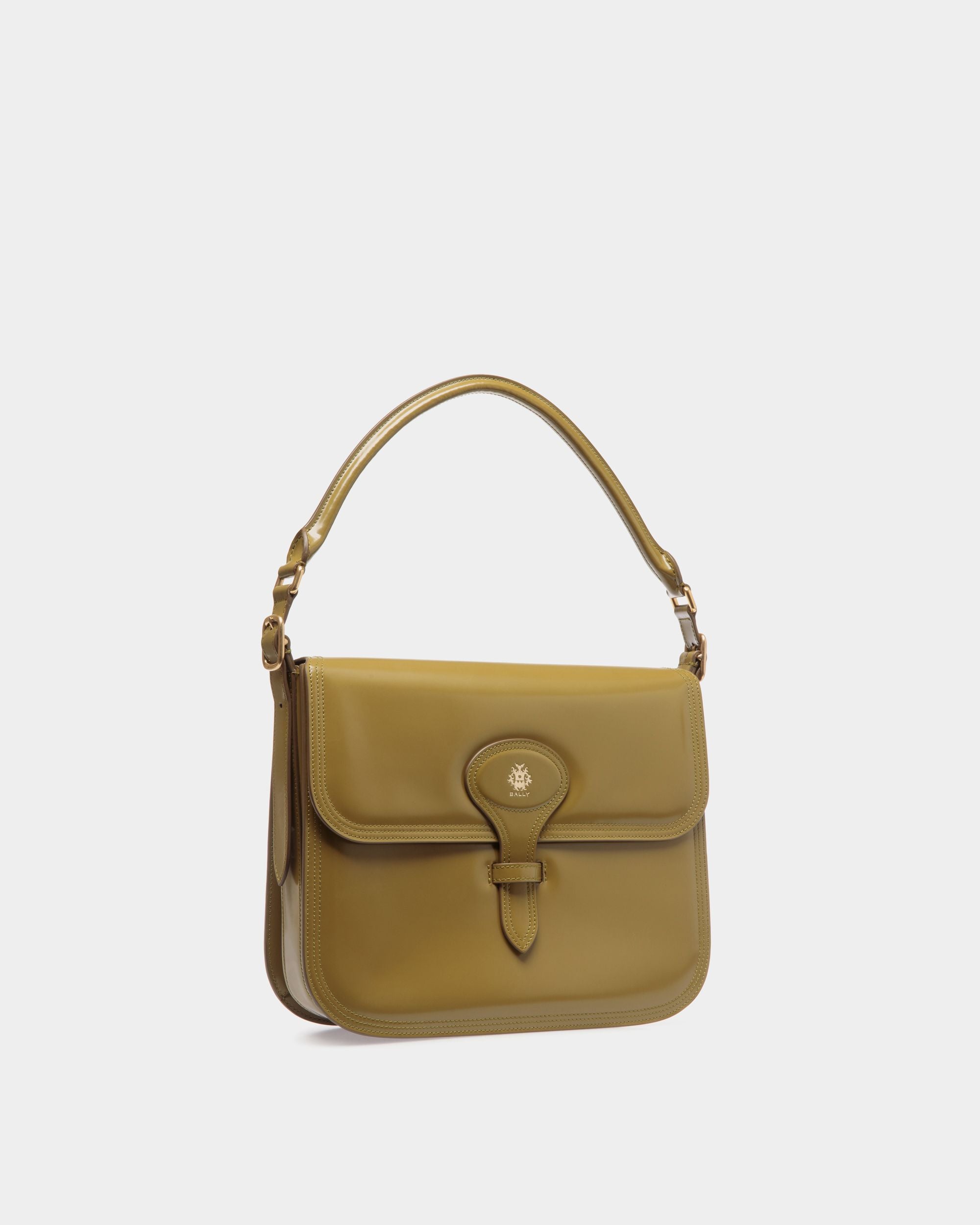 Bolso De Hombro Beckett De Piel Cepillada Olive Green - Mujer - Bally - 04