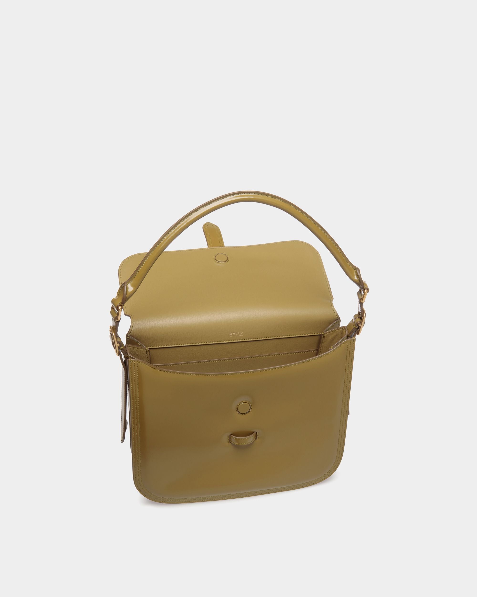 Bolso De Hombro Beckett De Piel Cepillada Olive Green - Mujer - Bally - 05