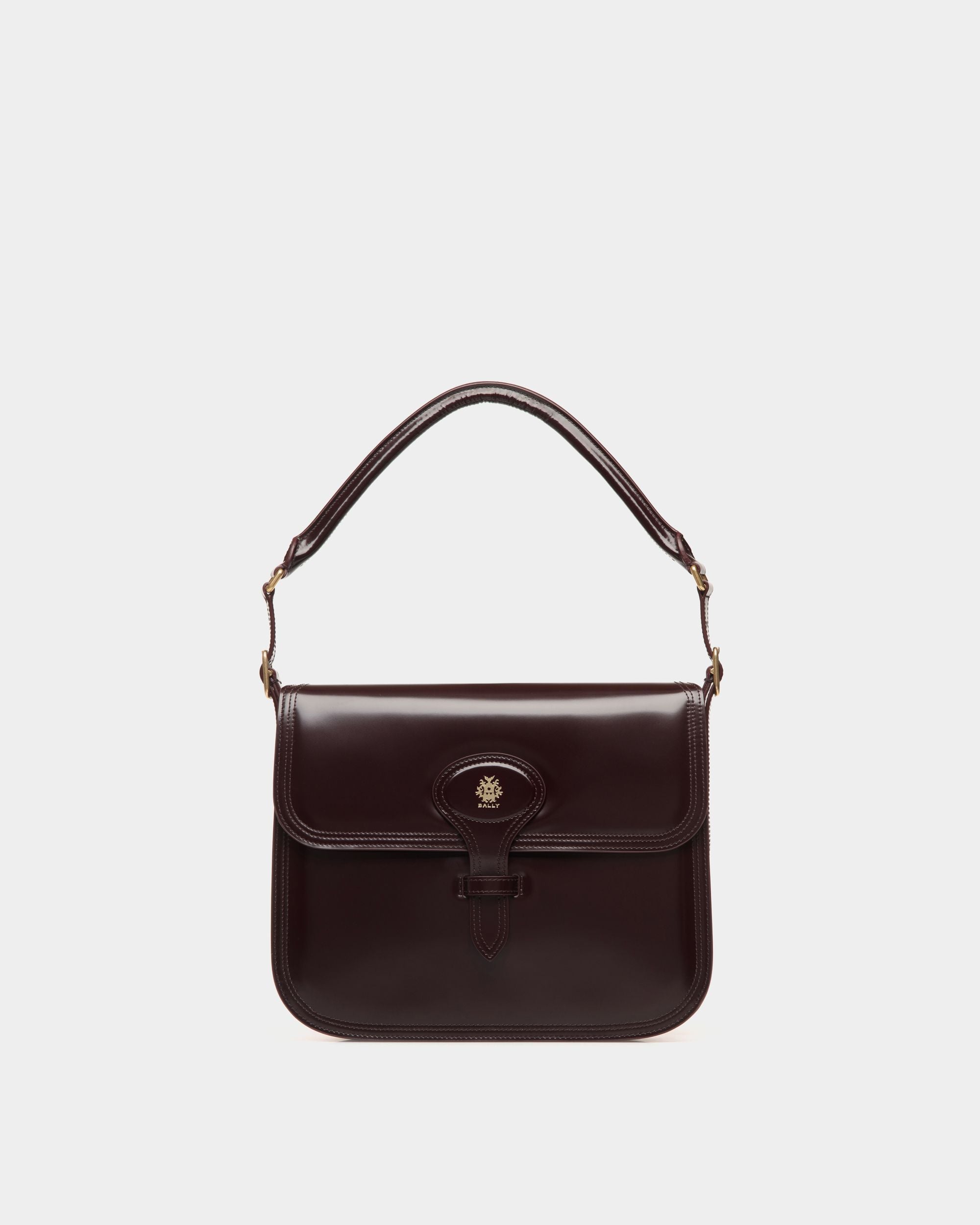 Beckett Shoulder Bag In Deep Burgundy Brushed Leather - Women's - Bally - 01