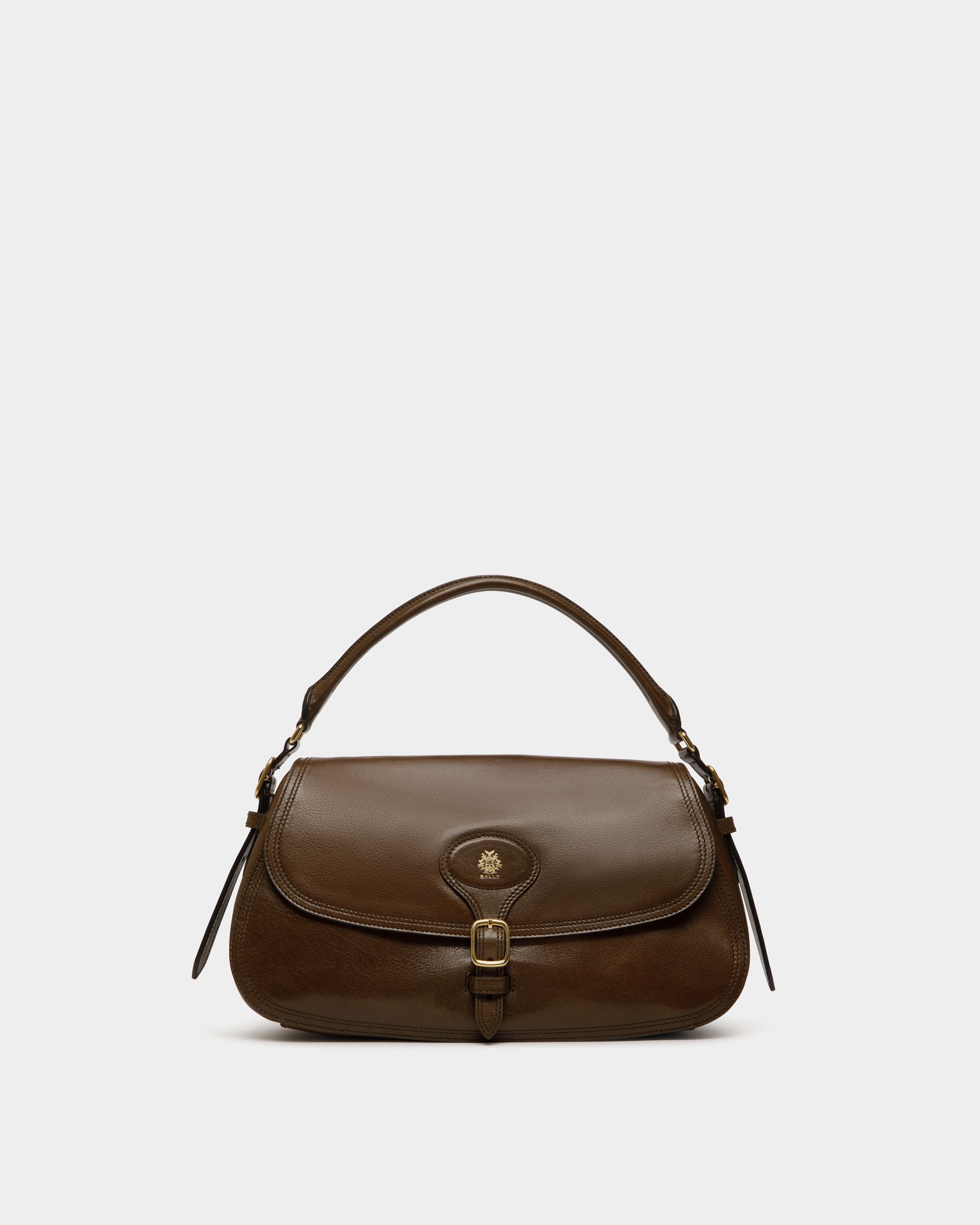 Bolso De Hombro Beckett De Piel Marron Glacé - Mujer - Bally - 01