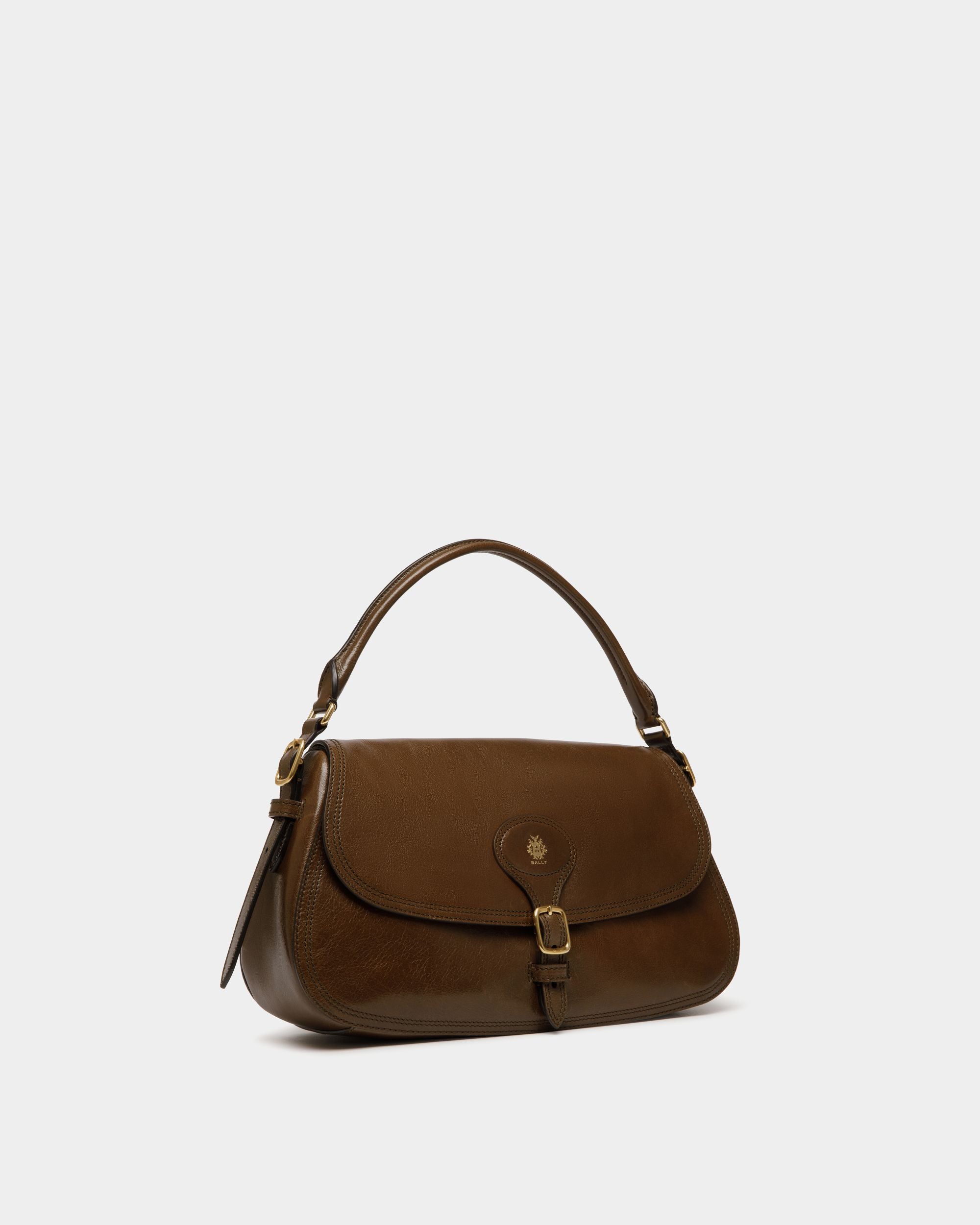 Bolso De Hombro Beckett De Piel Marron Glacé - Mujer - Bally - 04