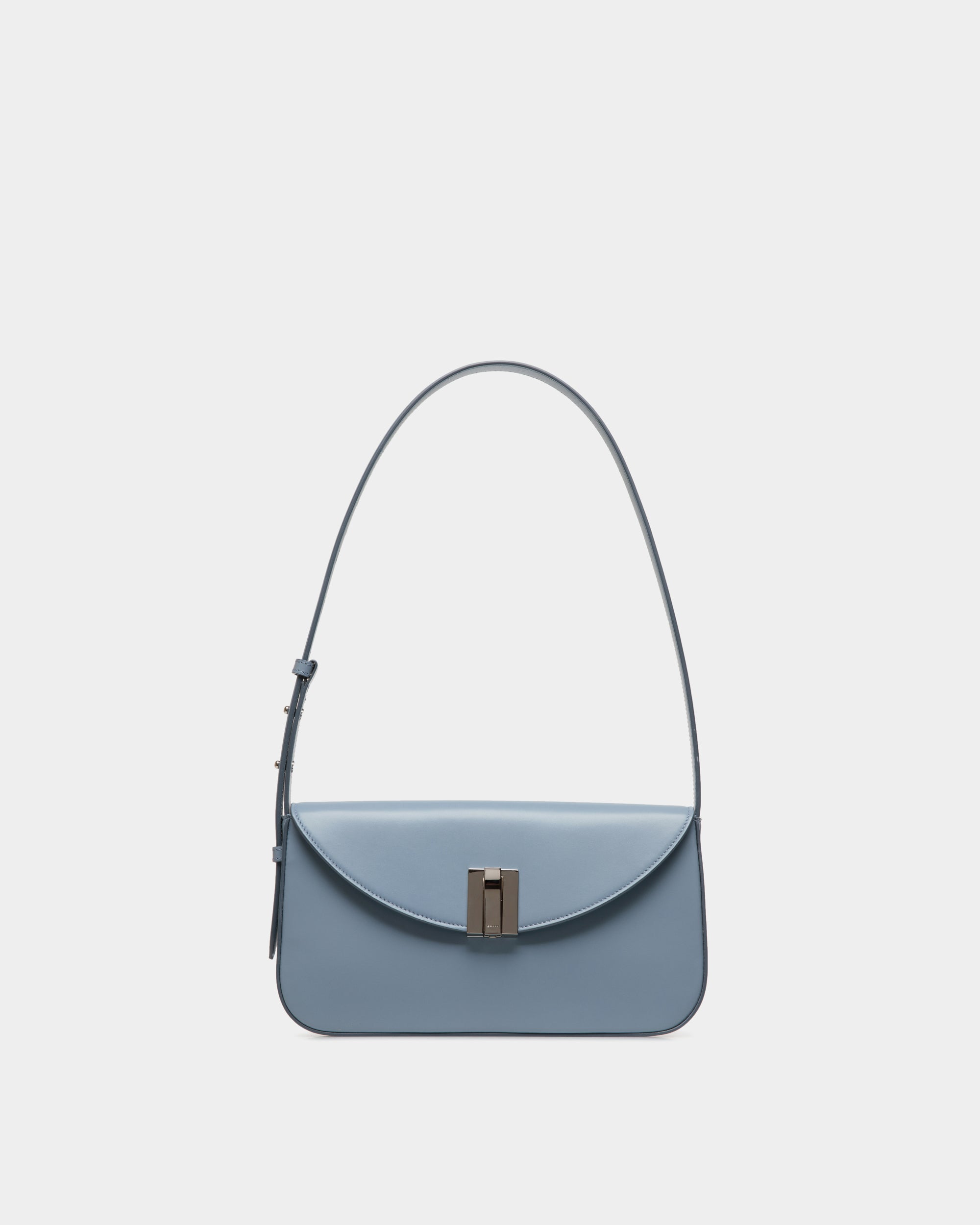 Bolso De Hombro Pequeño Ollam De Piel Light Blue - Mujer - Bally - 01