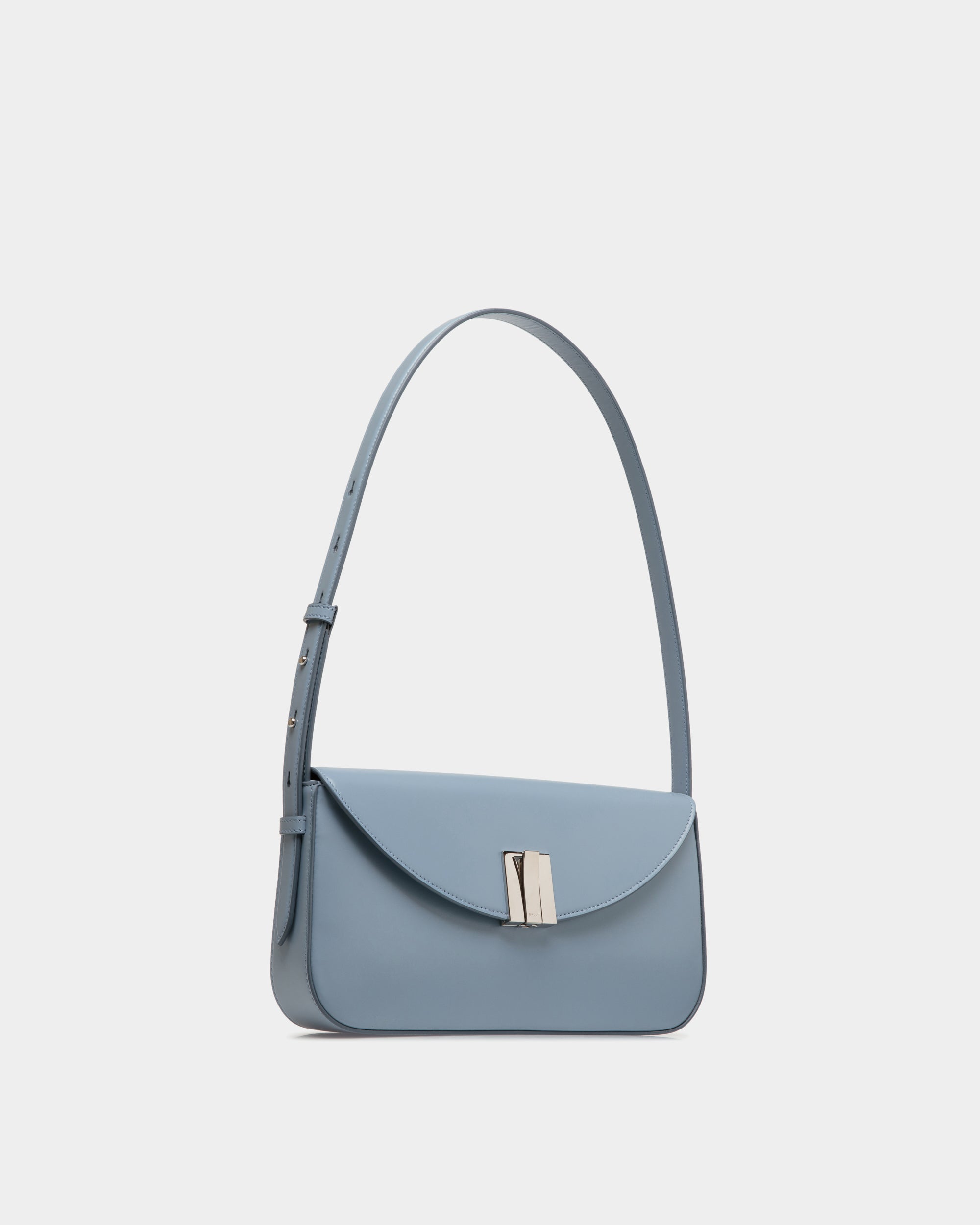 Bolso De Hombro Pequeño Ollam De Piel Light Blue - Mujer - Bally - 04