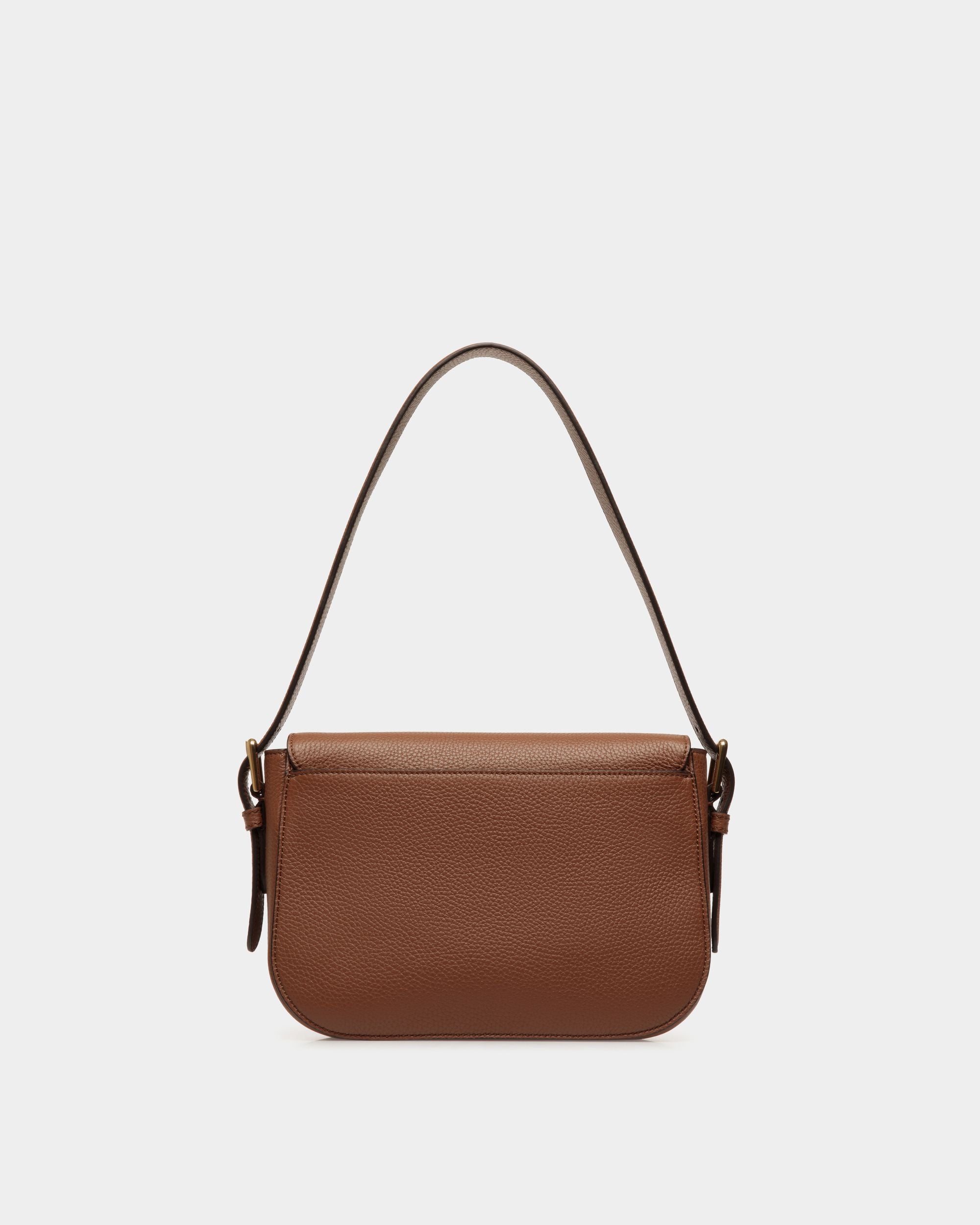 Bolso De Hombro Lock Me De Piel Granulada Marrón - Mujer - Bally - 03