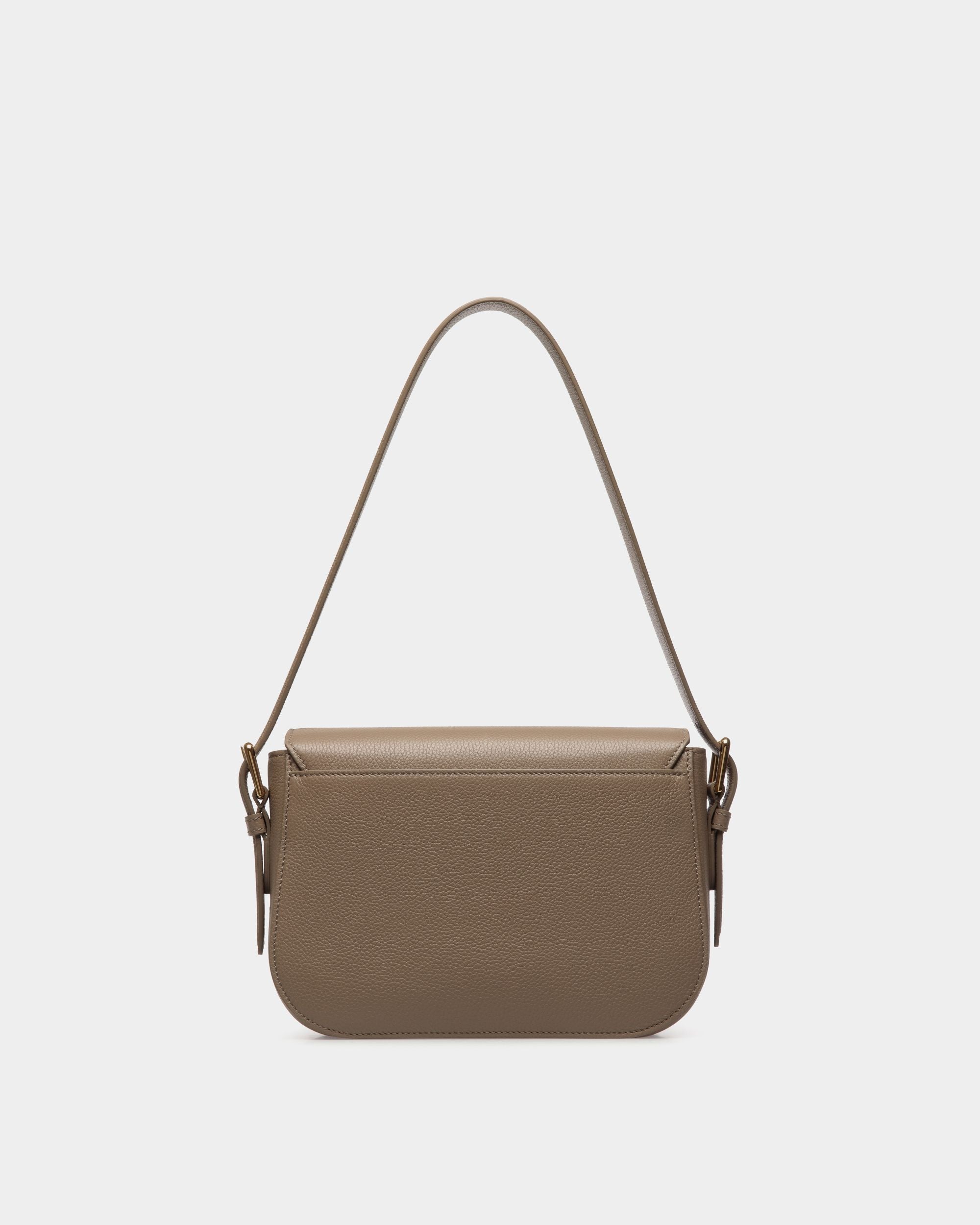 Lock Me Shoulder Bag in Taupe Grained Leather - Mujer - Bally - 02
