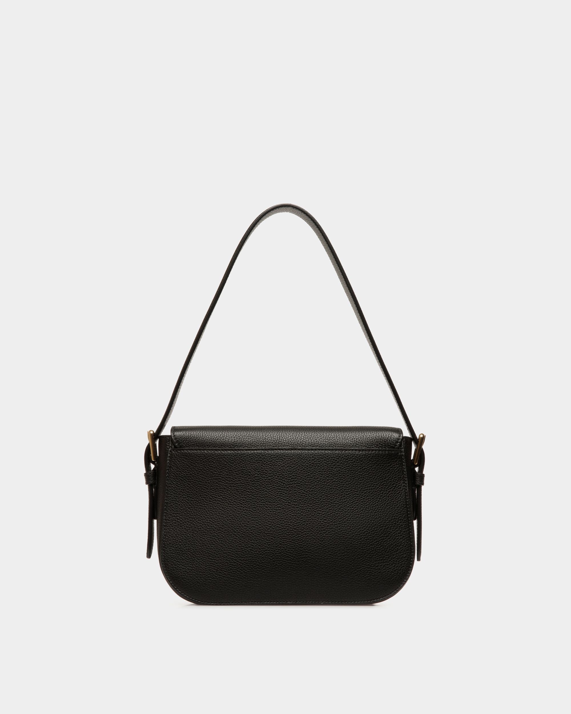 Bolso De Hombro Lock Me De Piel Granulada Negra - Mujer - Bally - 03