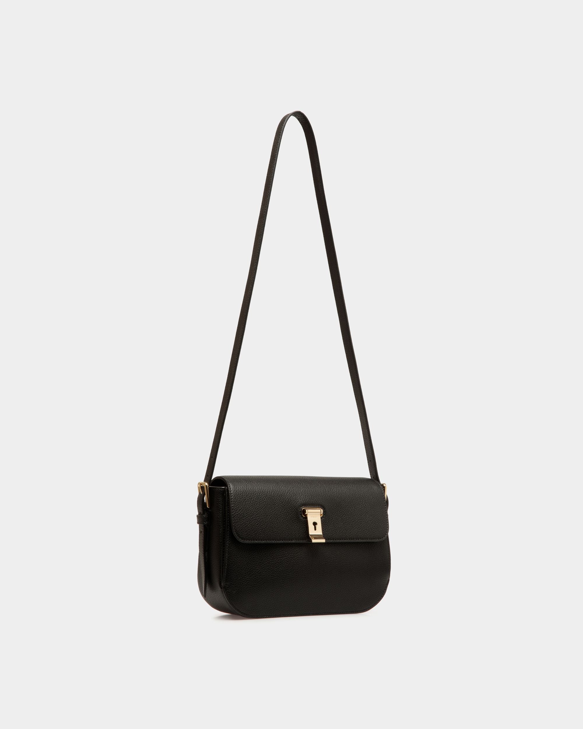 Bolso De Hombro Lock Me De Piel Granulada Negra - Mujer - Bally - 05