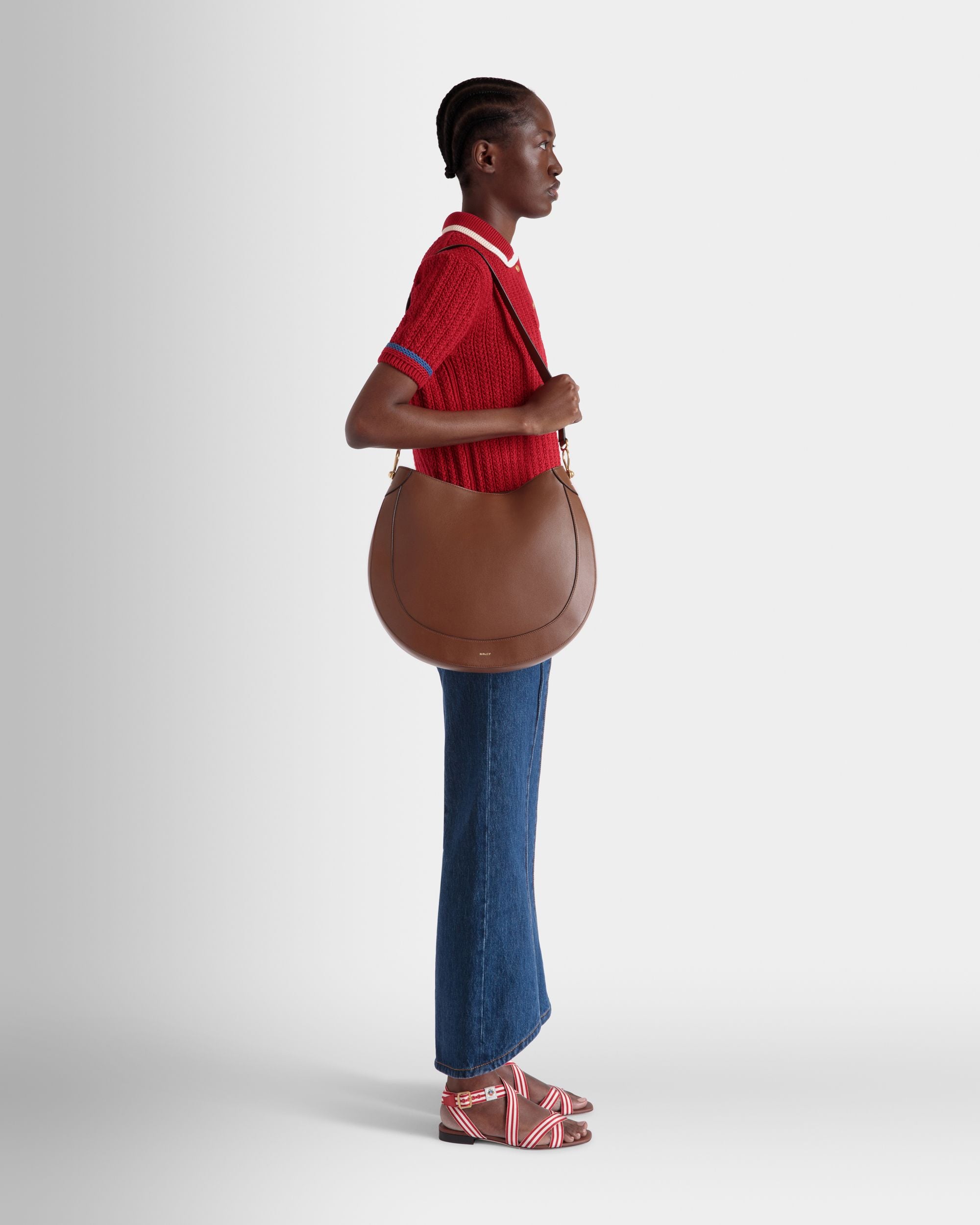 Bolso Hobo Lune De Piel Marrón - Mujer - Bally - 02
