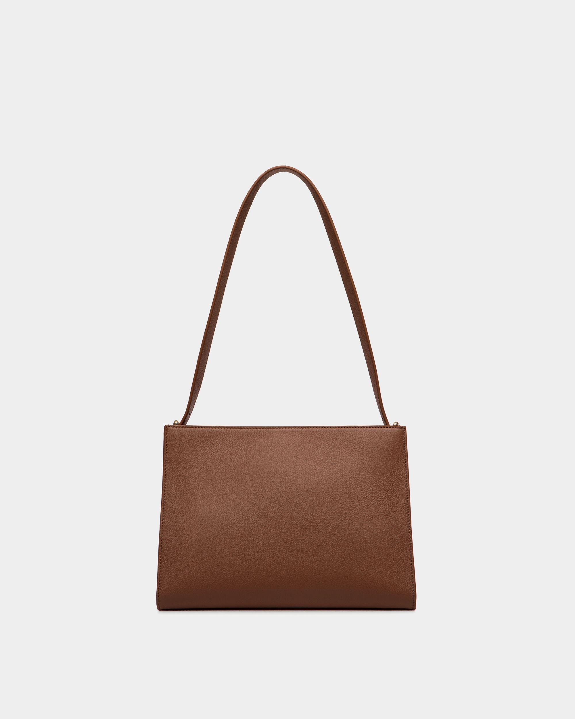 Lock Me Shoulder Bag in Brown Grained Leather - Mujer - Bally - 03