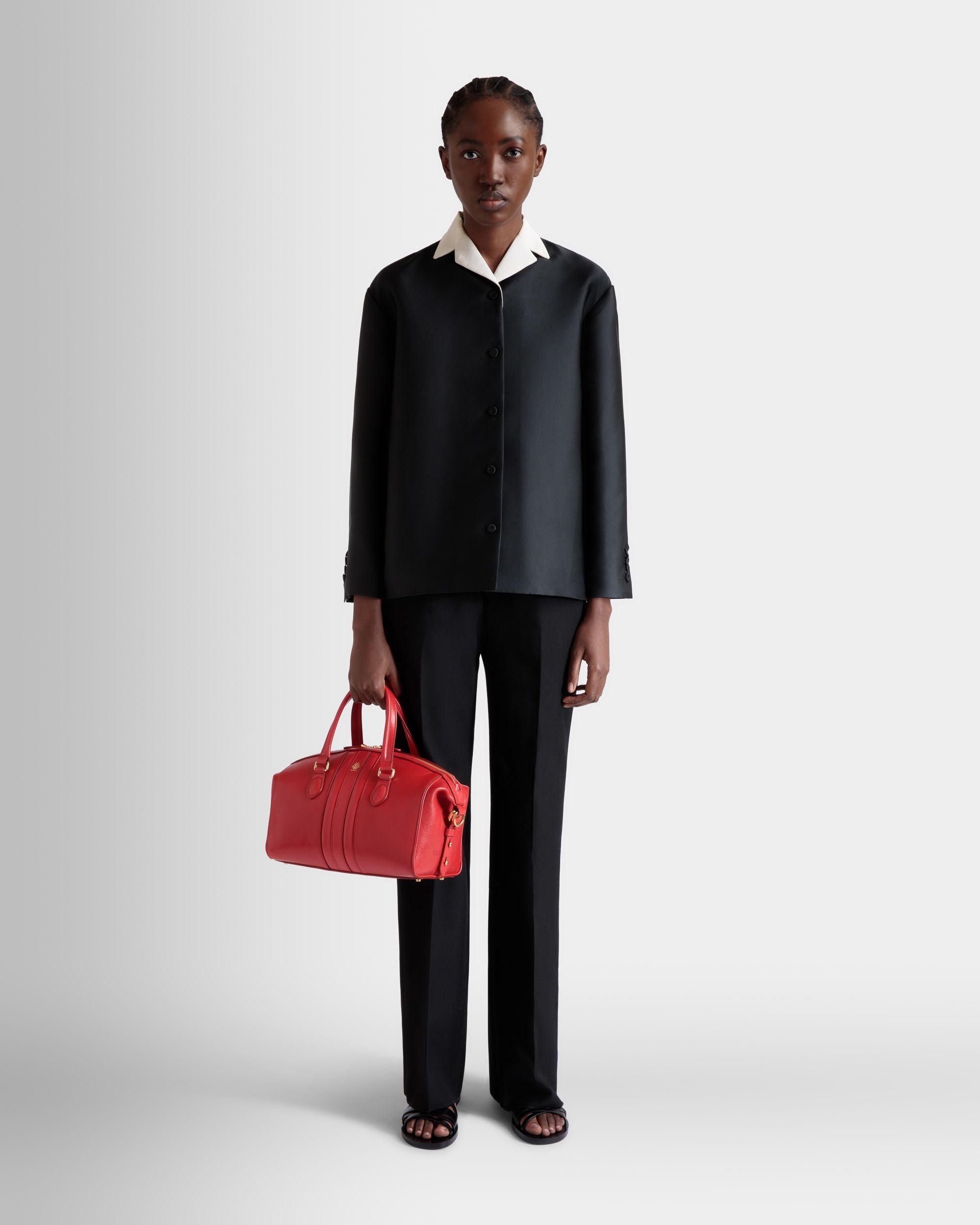 Beckett Top Handle Bag In Red Leather - Women's - Bally - 02