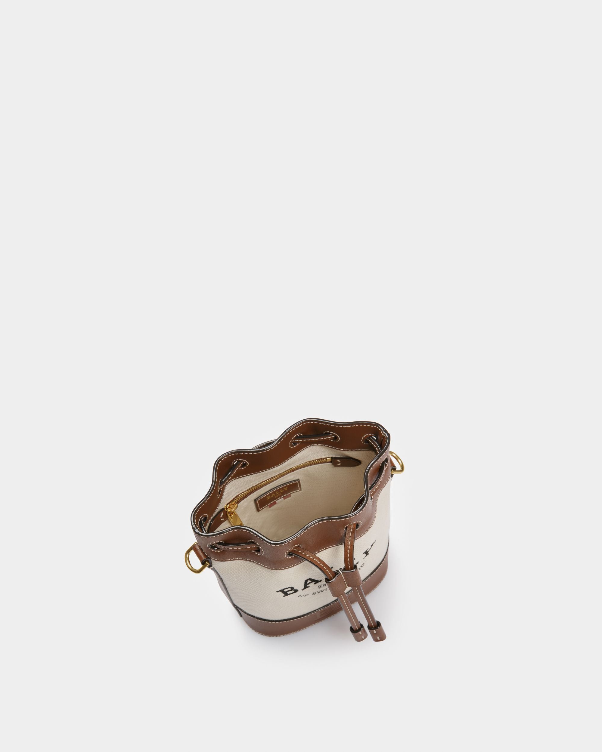 Cleoh Fabric Bucket Bag In Natural And Brown - Women's - Bally - 04