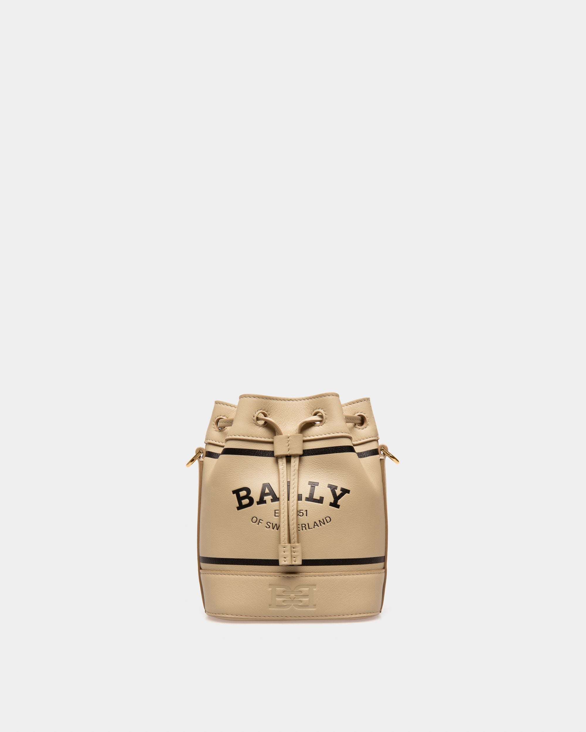 Cleoh Xs Leather Bucket Bag In Light Beige - Women's - Bally - 01