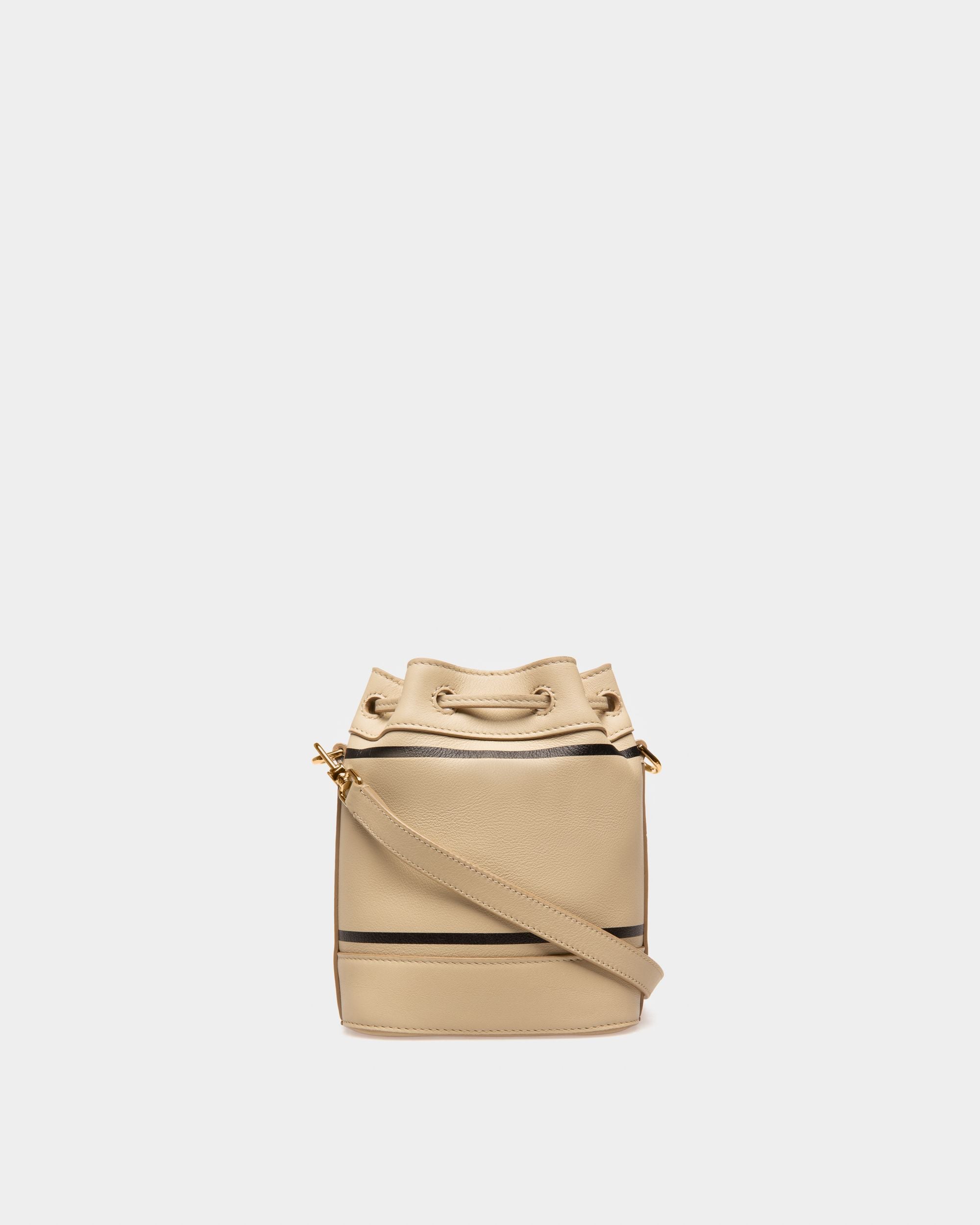 Cleoh Xs Leather Bucket Bag In Light Beige - Women's - Bally - 03