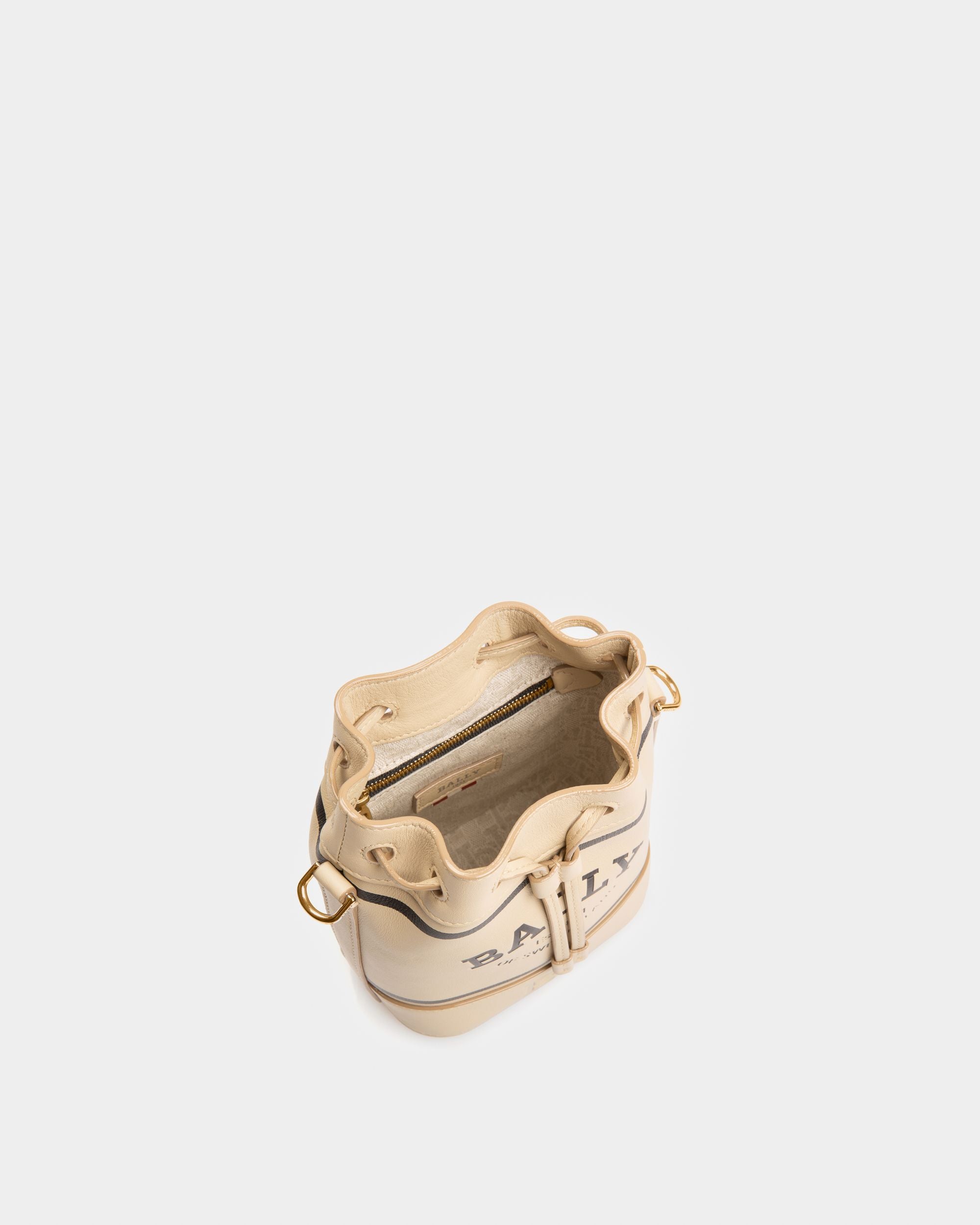 Cleoh Xs Leather Bucket Bag In Light Beige - Women's - Bally - 04