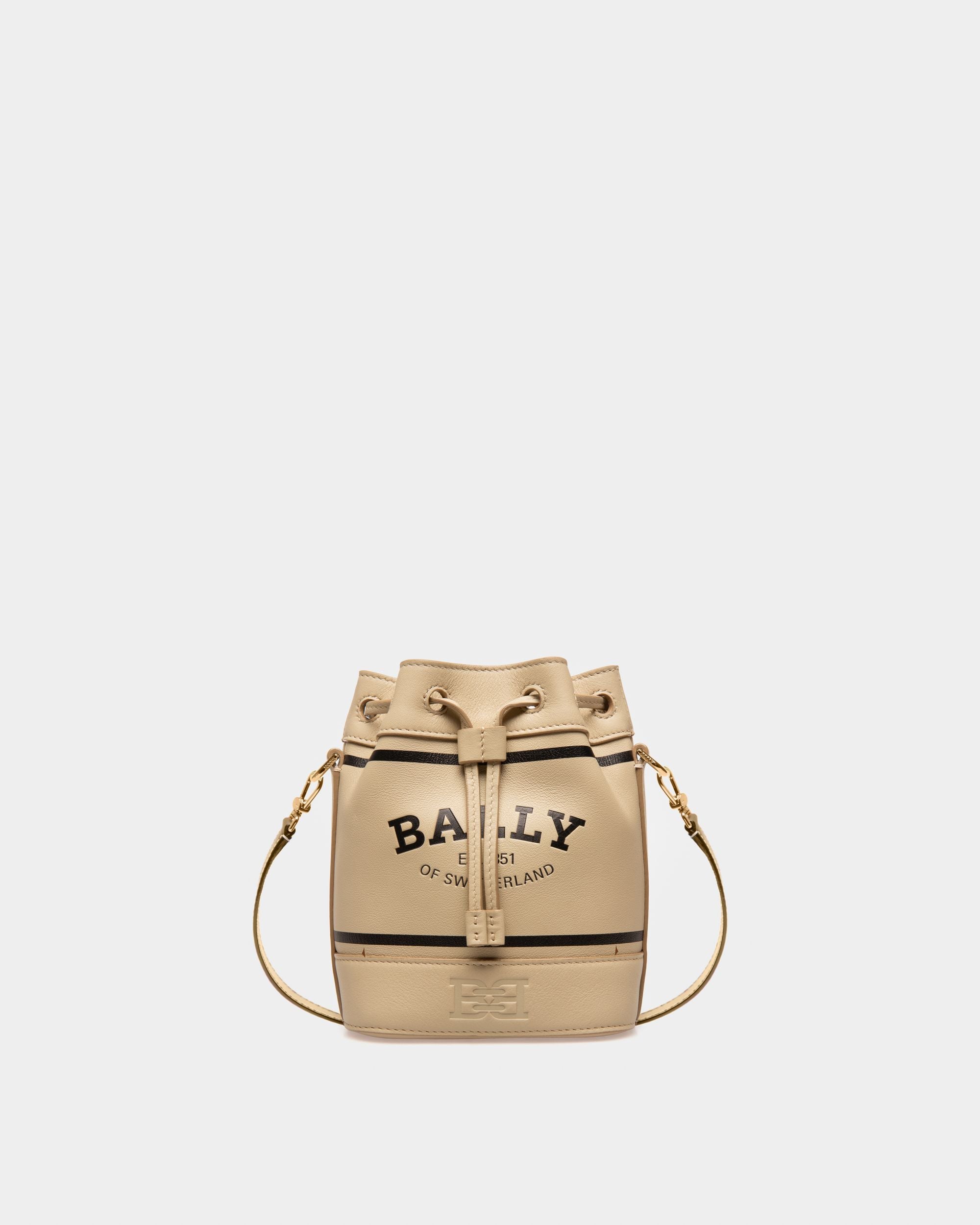 Cleoh Xs Leather Bucket Bag In Light Beige - Women's - Bally - 06