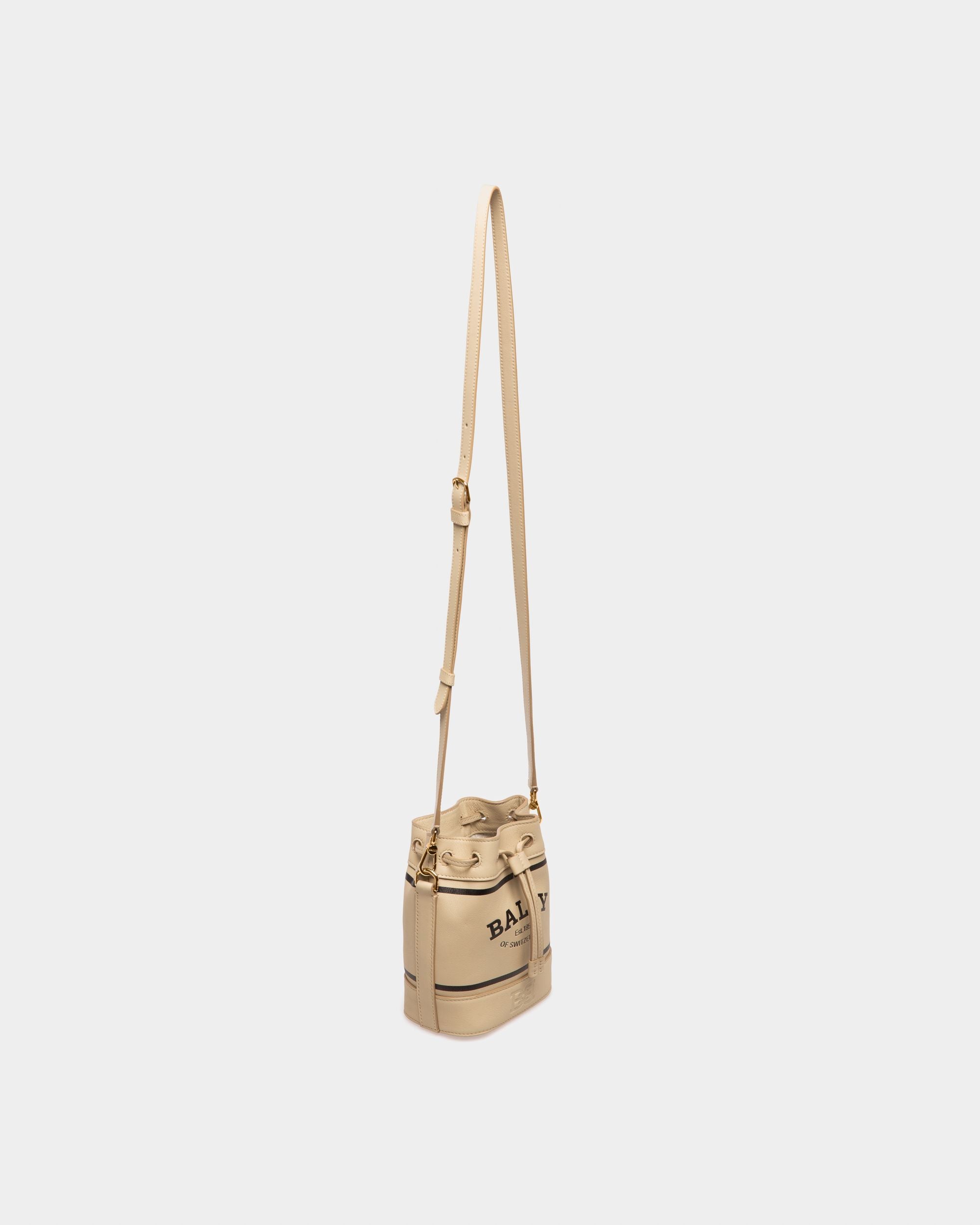 Cleoh Xs Leather Bucket Bag In Light Beige - Women's - Bally - 07