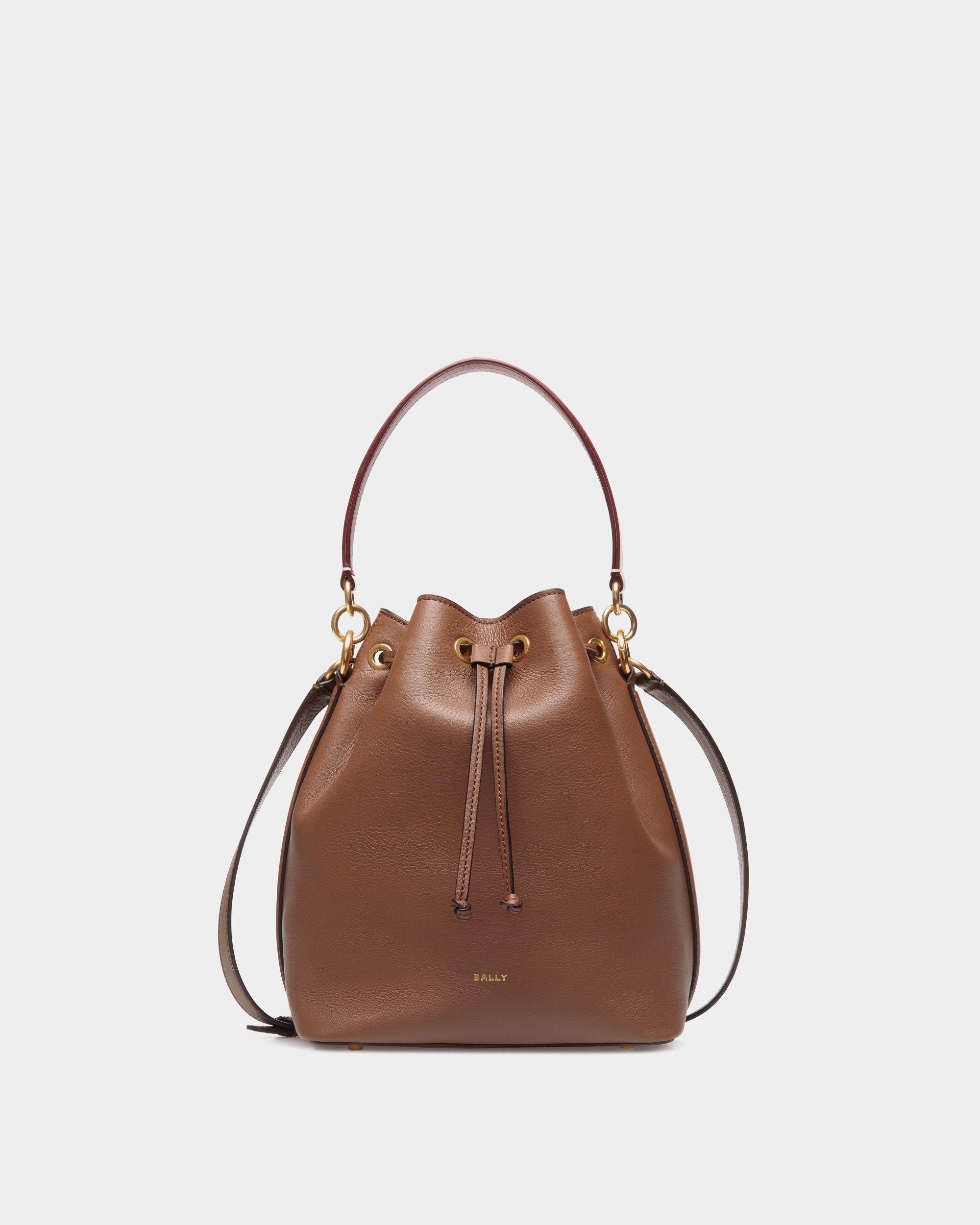 Bolso Cubo Code De Piel Marrón - Mujer - Bally - 01