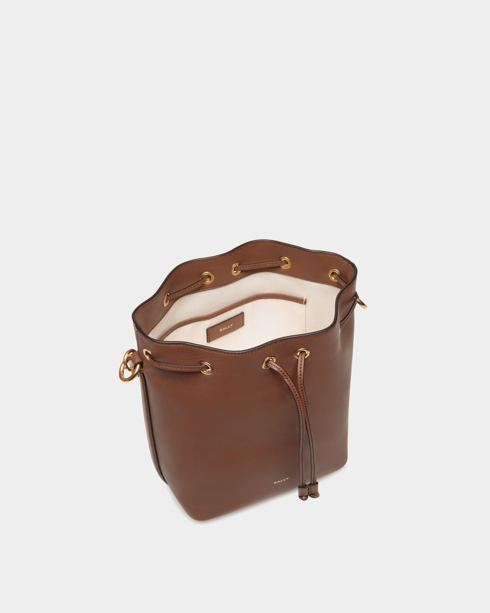 Bolso Cubo Code De Piel Marrón - Mujer - Bally - 04