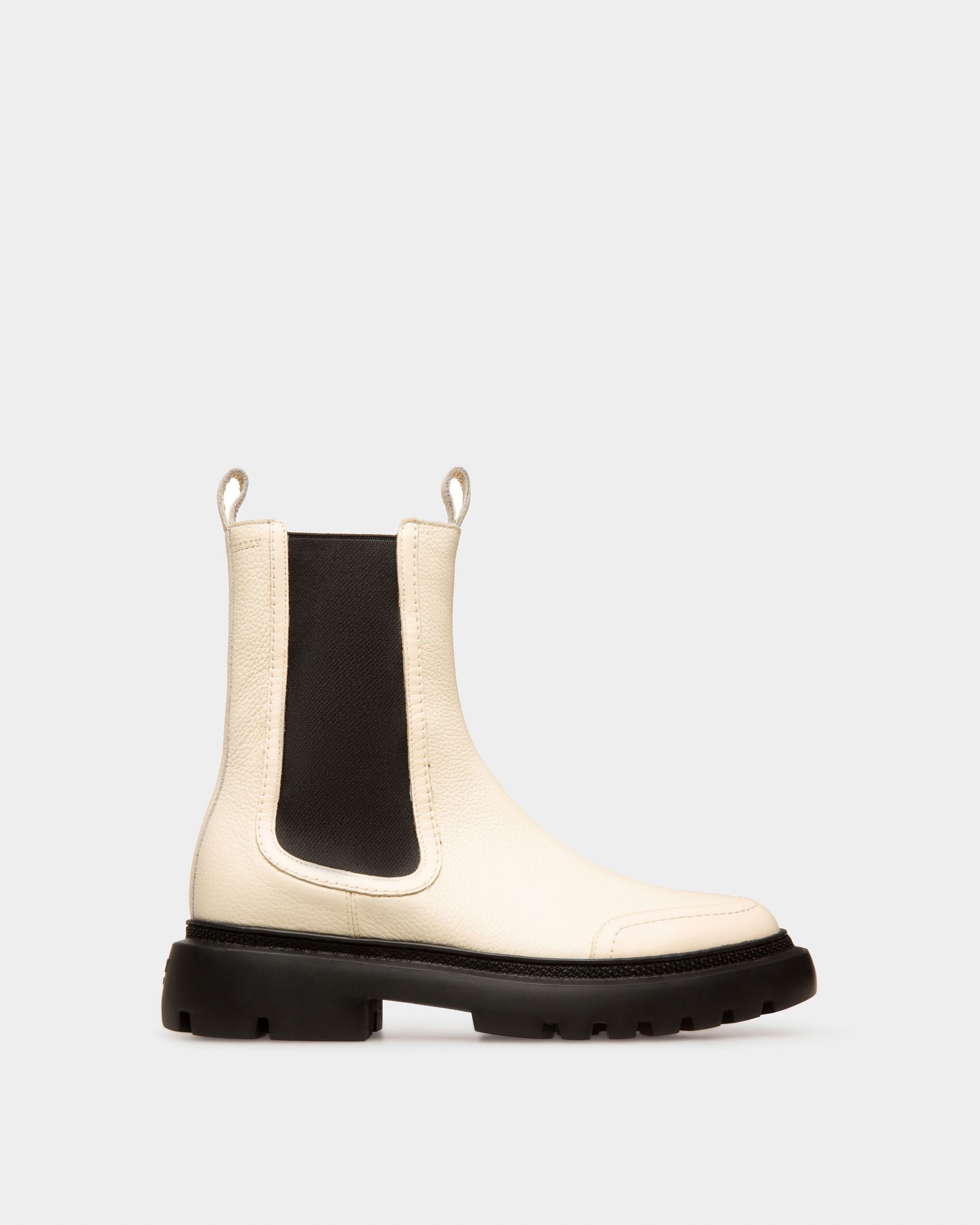 Bota Ginny Flat De Piel Blanco Hueso - Mujer - Bally - 01
