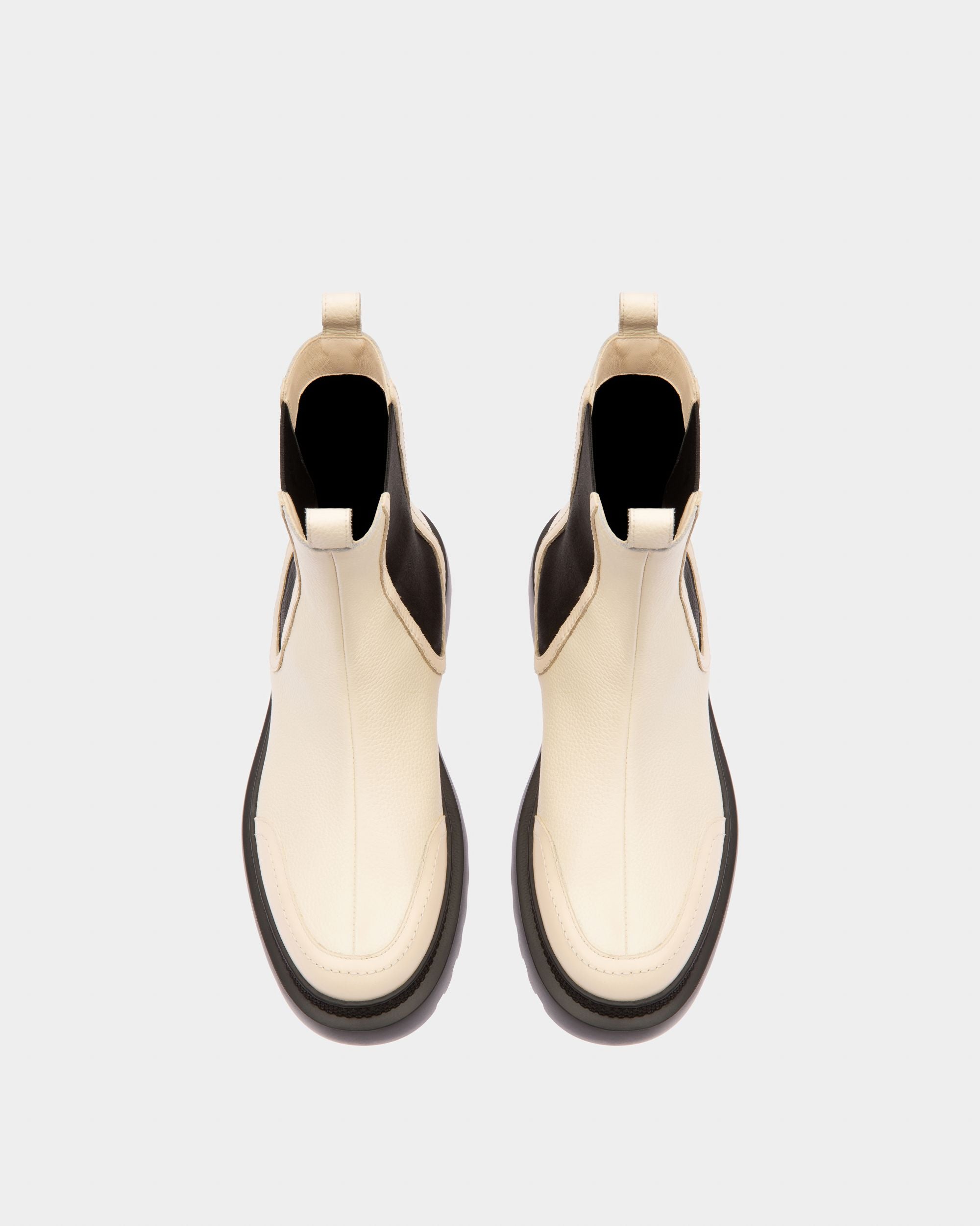 Bota Ginny Flat De Piel Blanco Hueso - Mujer - Bally - 02