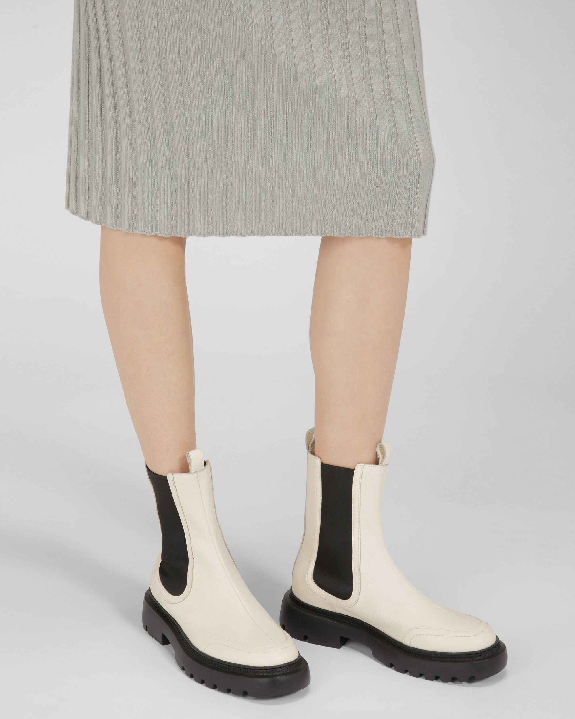 Bota Ginny Flat De Piel Blanco Hueso - Mujer - Bally - 03