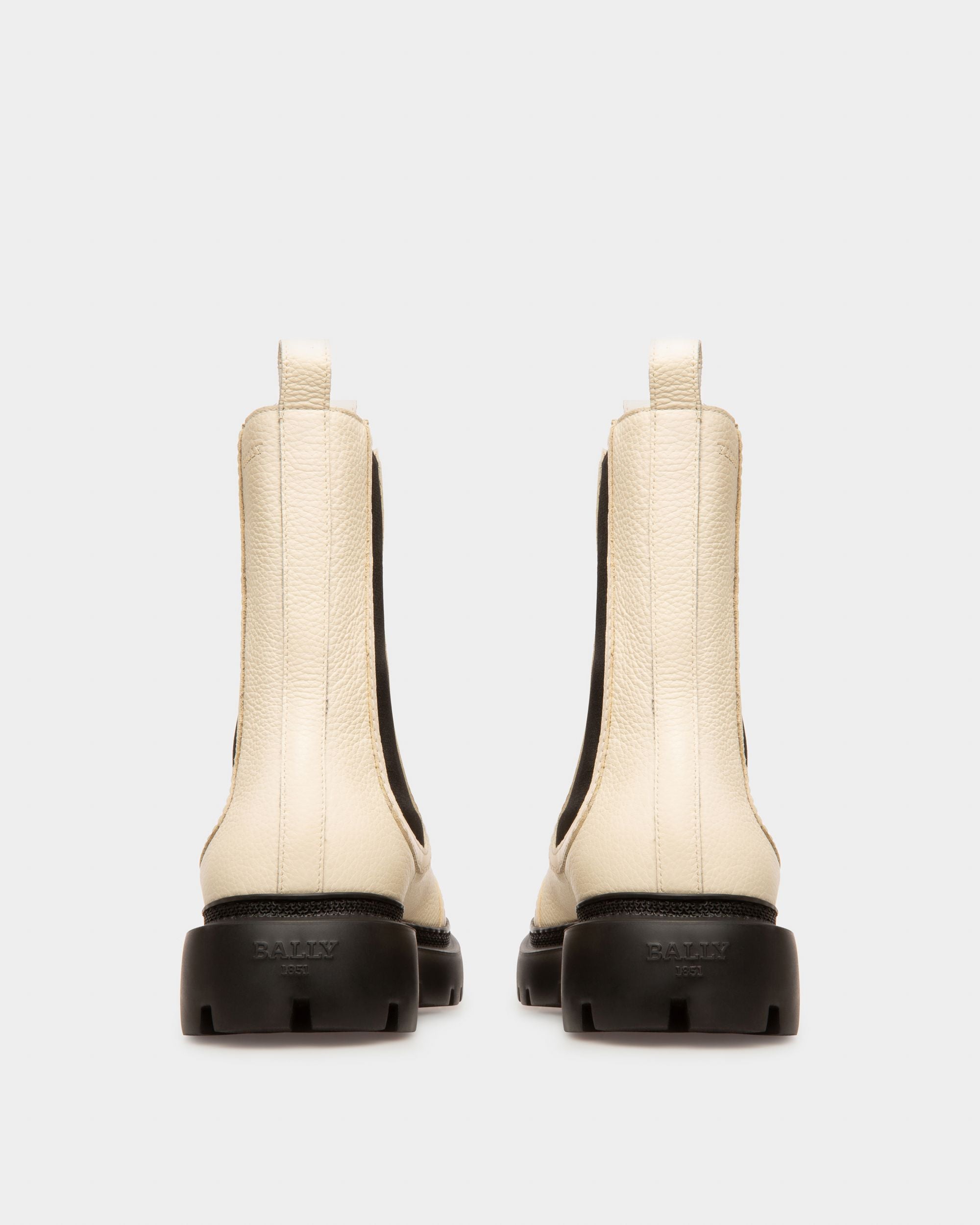 Bota Ginny Flat De Piel Blanco Hueso - Mujer - Bally - 04