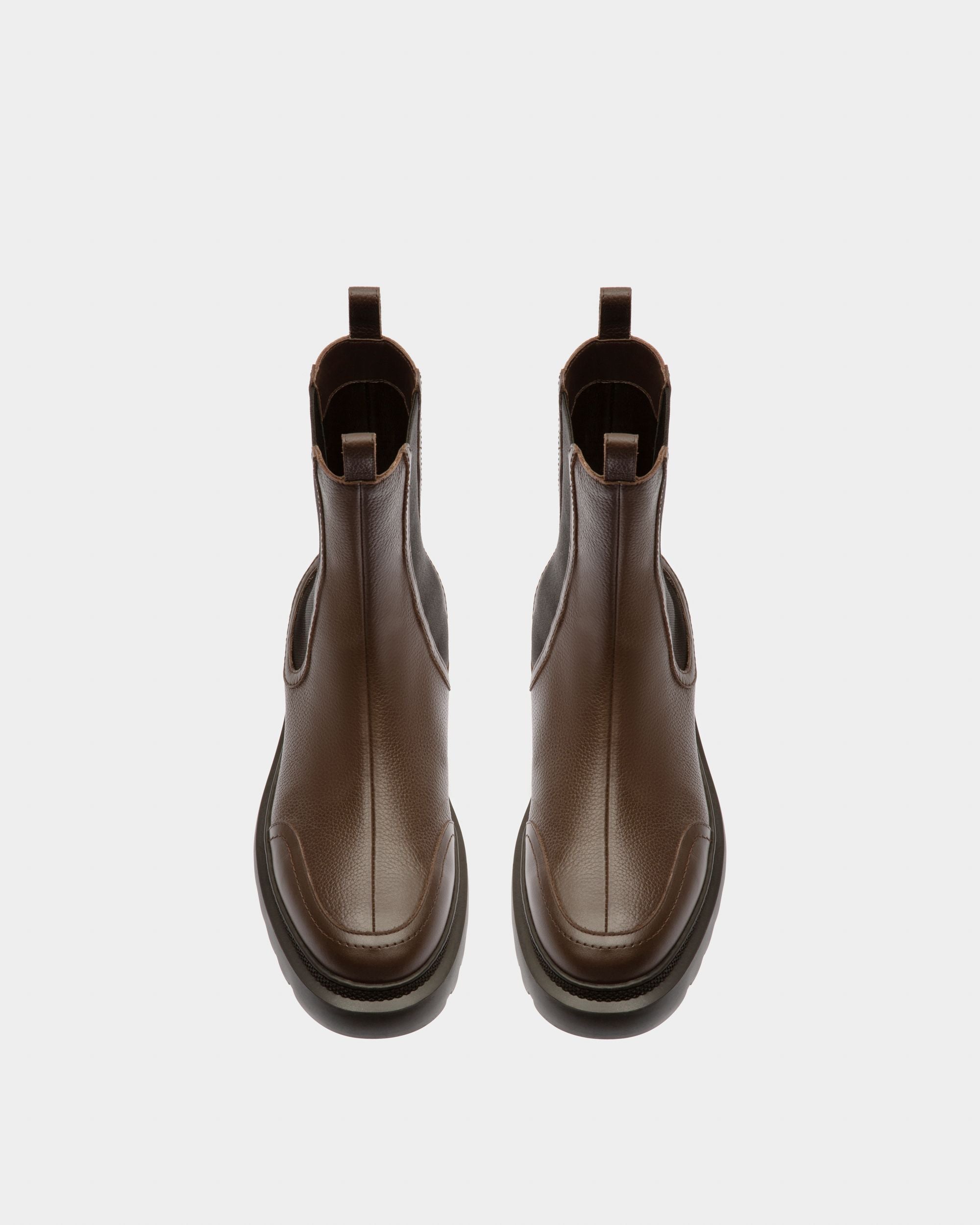Ginny Flat Leather Boots In Brown - Women's - Bally - 02
