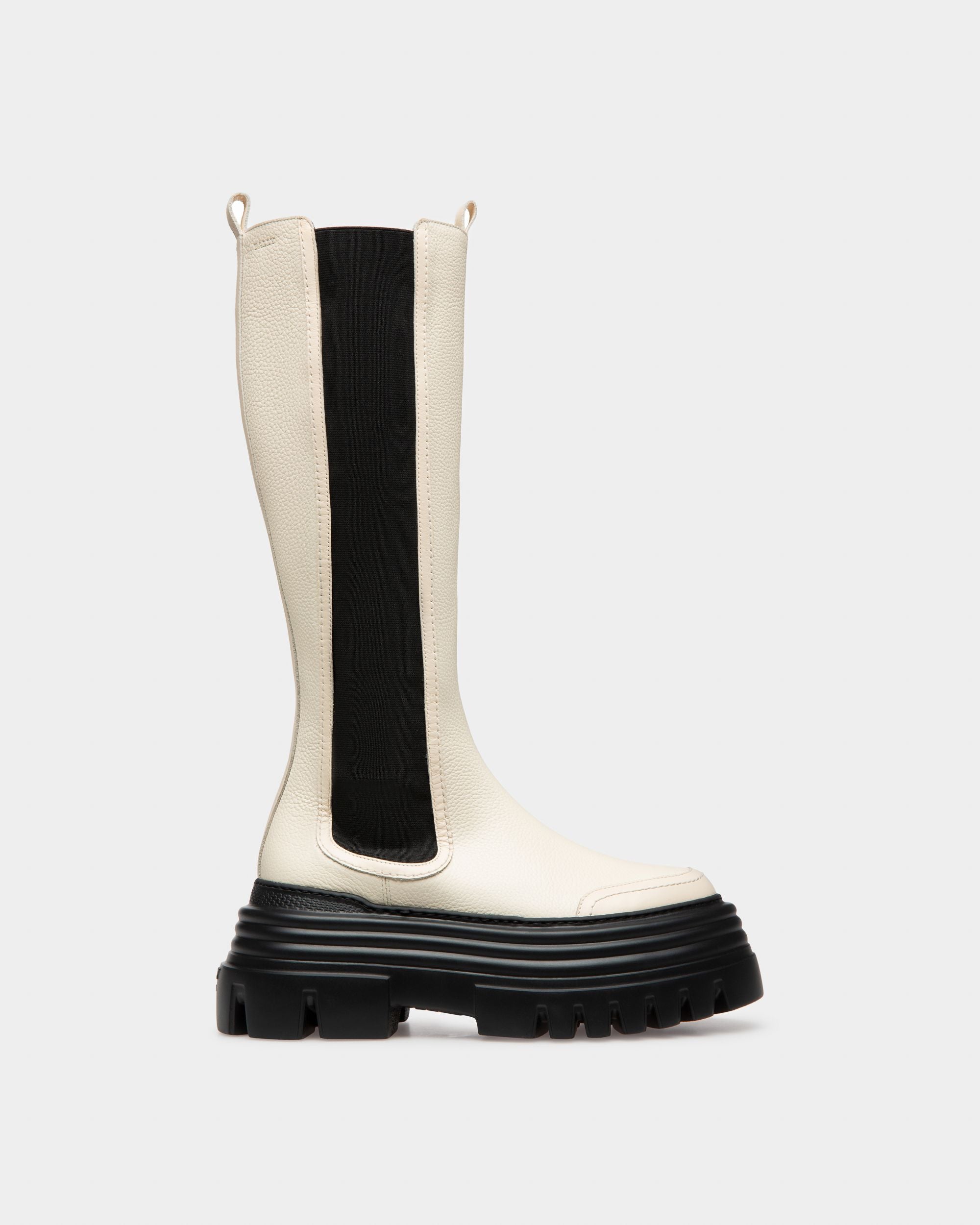 Valais Cliff Tall Boot in Grained Bone Leather - Women's - Bally - 01