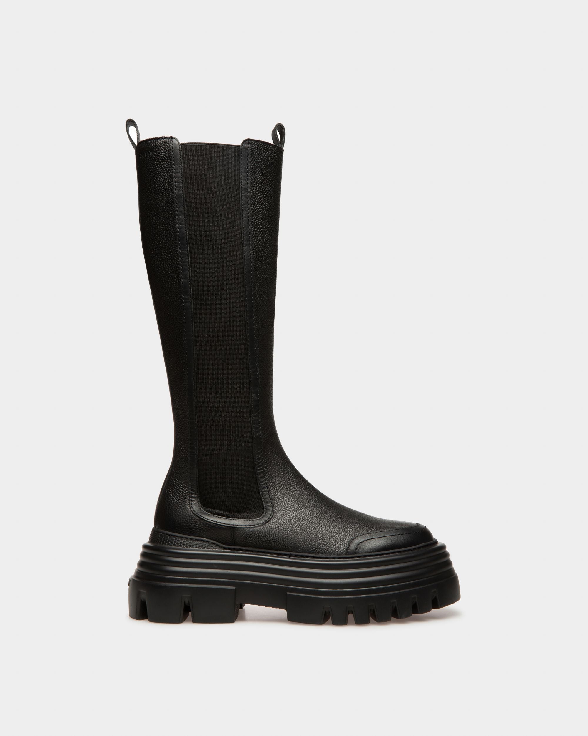 Galeen Botas Altas En Cuero De Color Negro - Mujer - Bally - 01