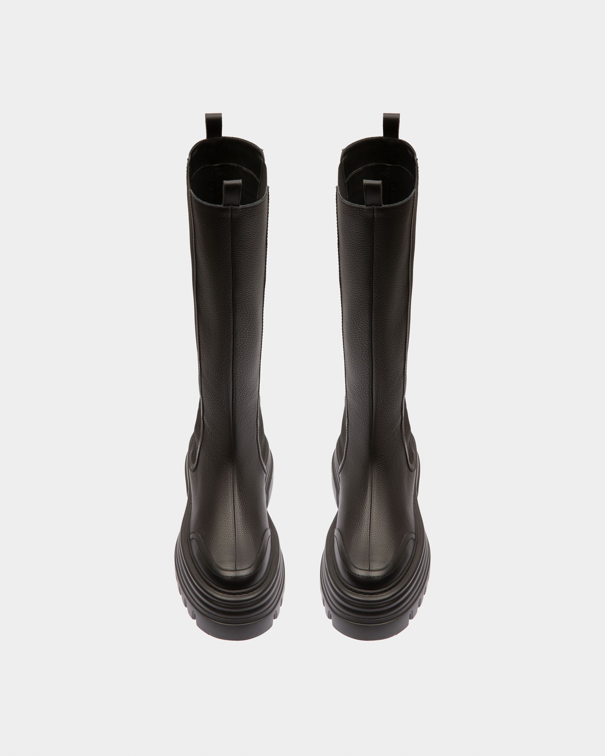 Galeen Botas Altas En Cuero De Color Negro - Mujer - Bally - 02