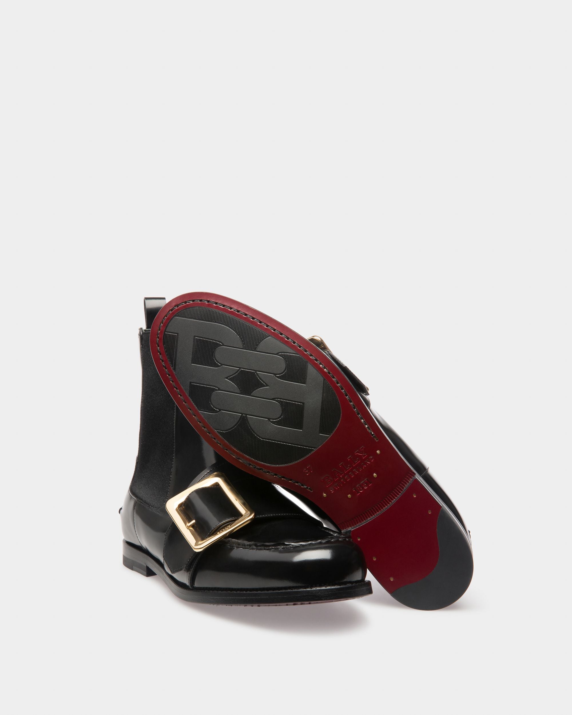 Clorine Booties In Black Leather And Elastic - Women's - Bally - 04