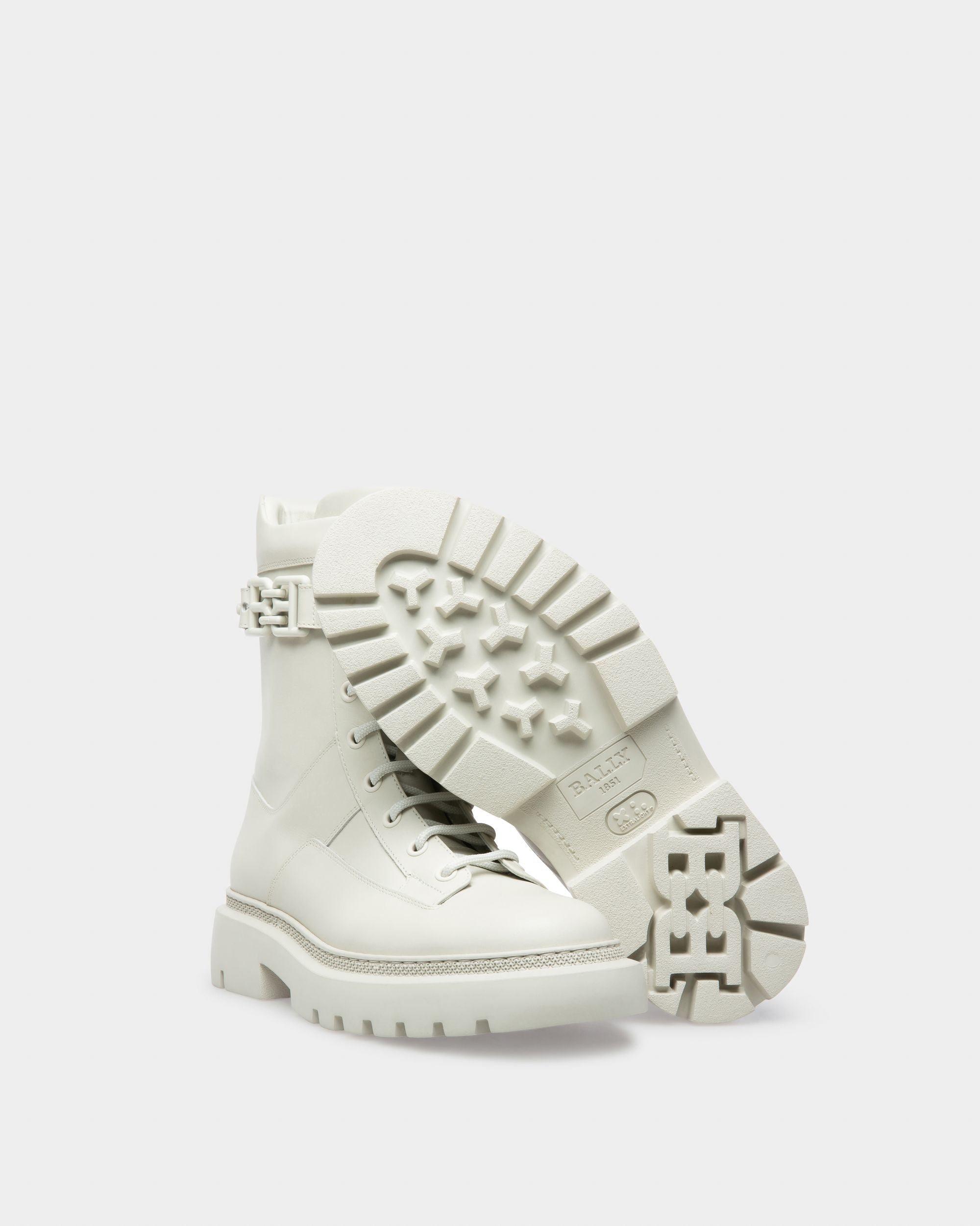 Gioele Botines En Piel De Color Blanco Polvo - Mujer - Bally - 05